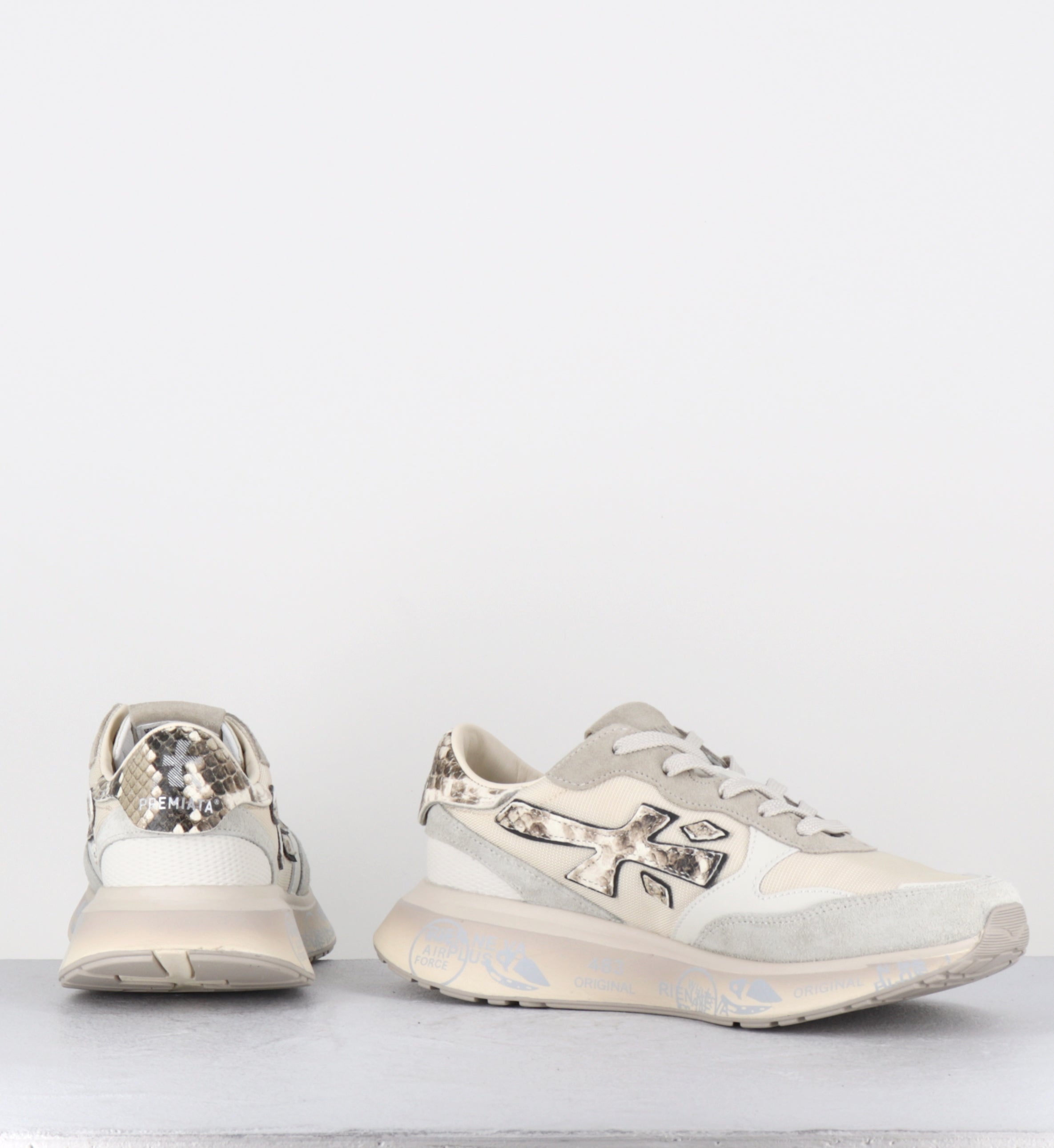 Sneakers toile beige imprimé serpent - LAURYN  8183