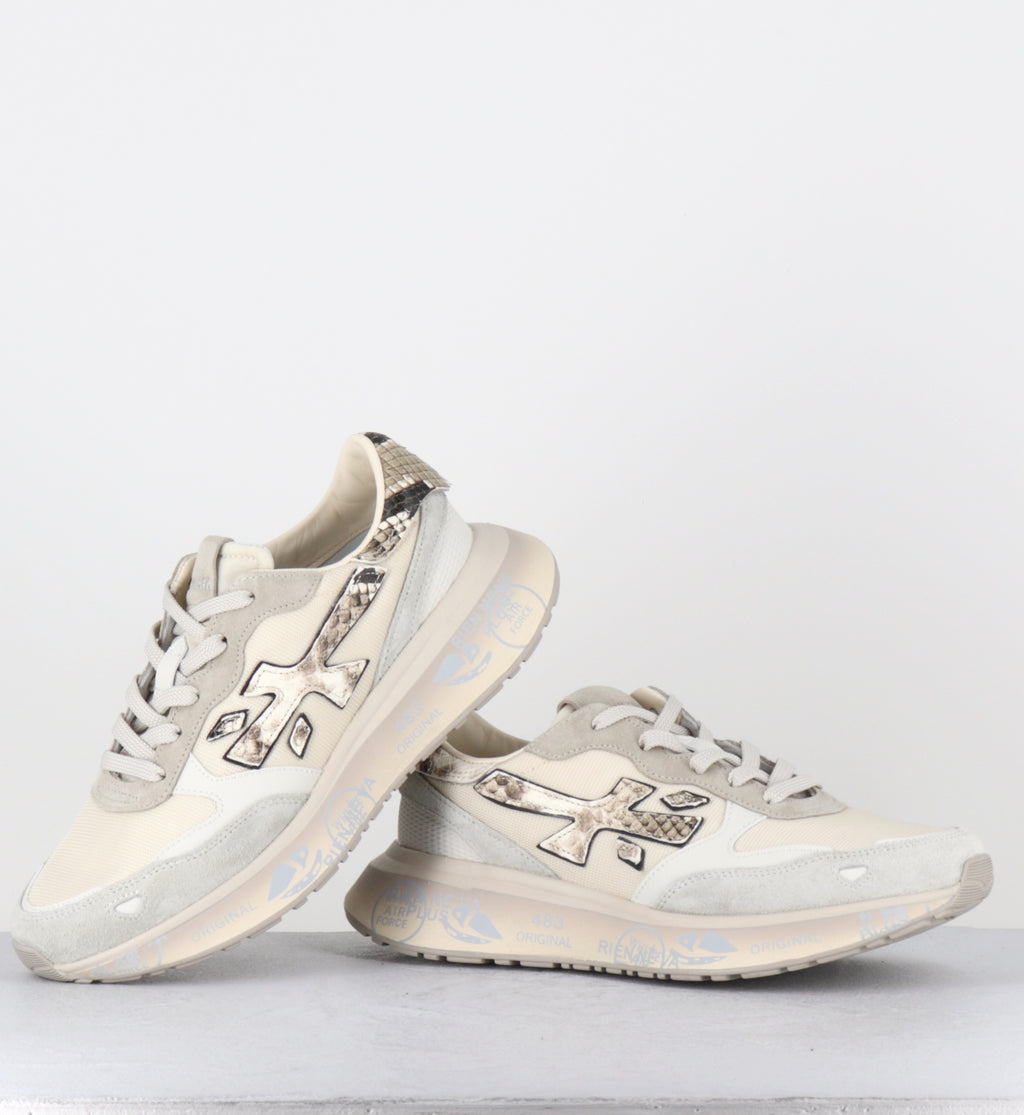 Sneakers toile beige imprimé serpent - LAURYN  8183