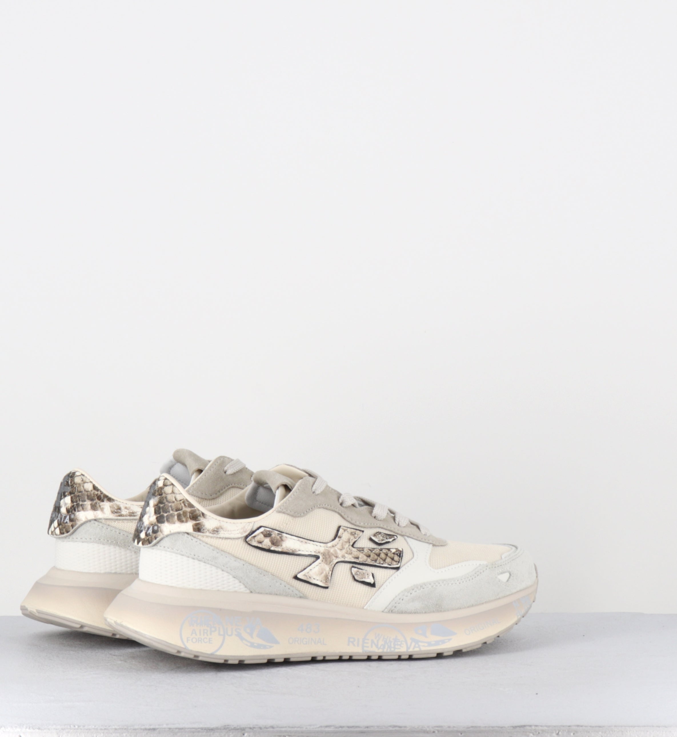 Sneakers toile beige imprimé serpent - LAURYN  8183