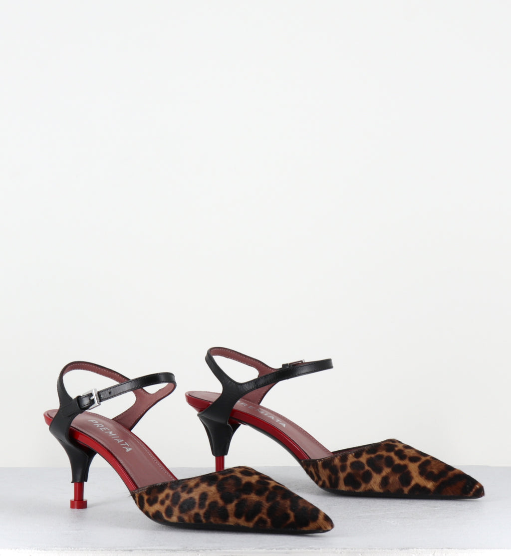 Escarpins bout pointu petit talon pony leopard 6 M7013 26 LEO MIELE