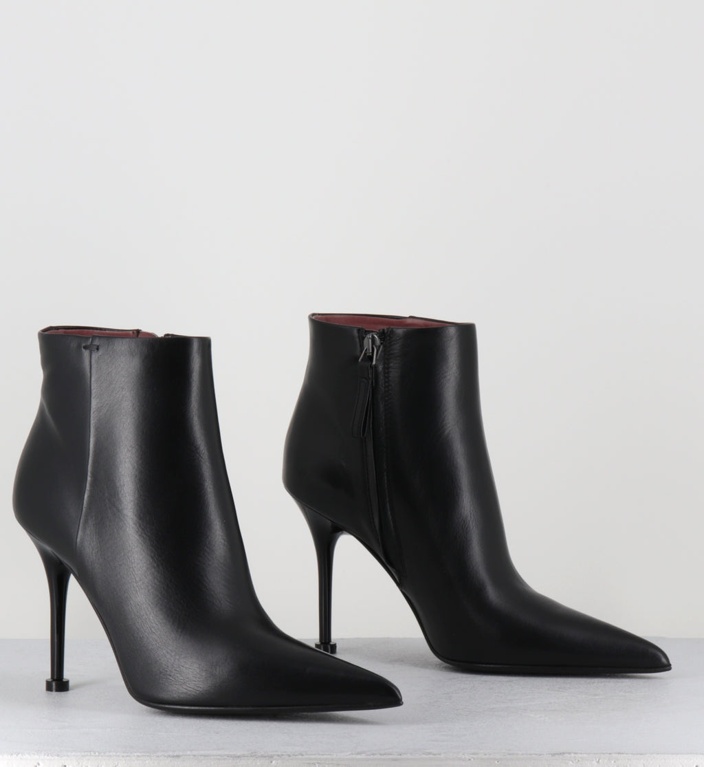 Boots pointues talon haut cuir noir - M7220 ANIL NERO