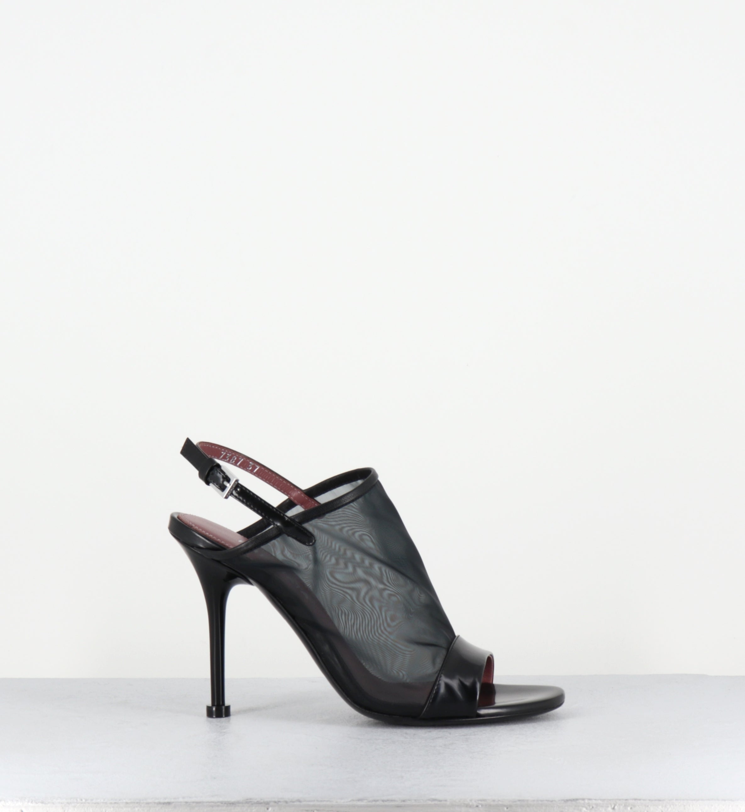 Sandales talon haut mesh et cuir noir - M7387 RETINO NERO