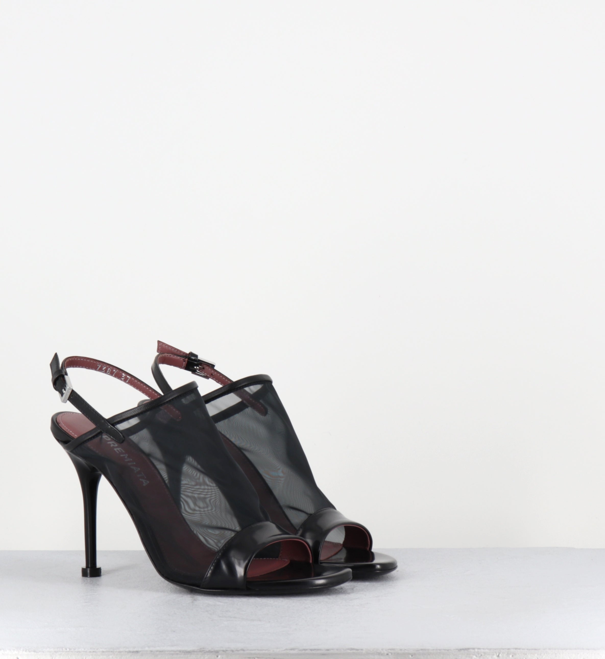 Sandales talon haut mesh et cuir noir - M7387 RETINO NERO