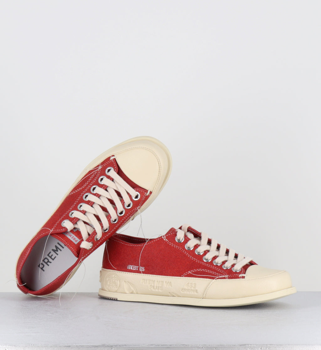 Sneakers en cuir rouge et blanc - VINCED15 ROSSO