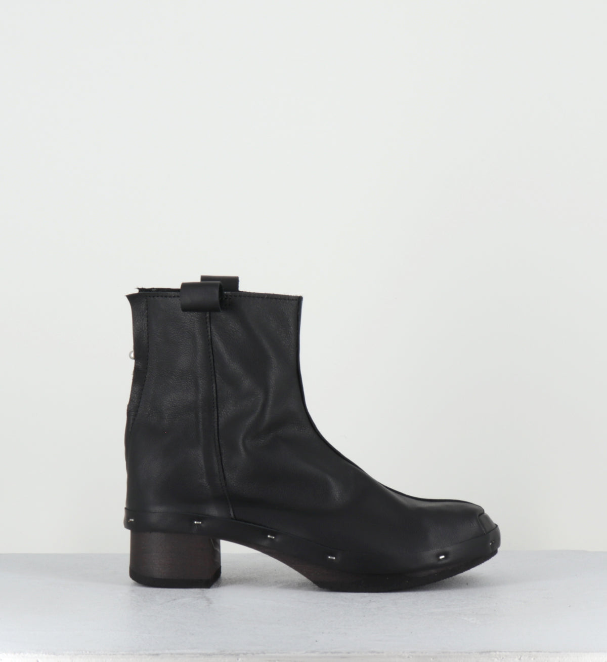 Bottines sabot en cuir noir - ROSIE DARK BLACK