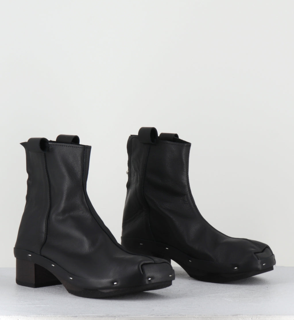 Bottines sabot en cuir noir - ROSIE DARK BLACK