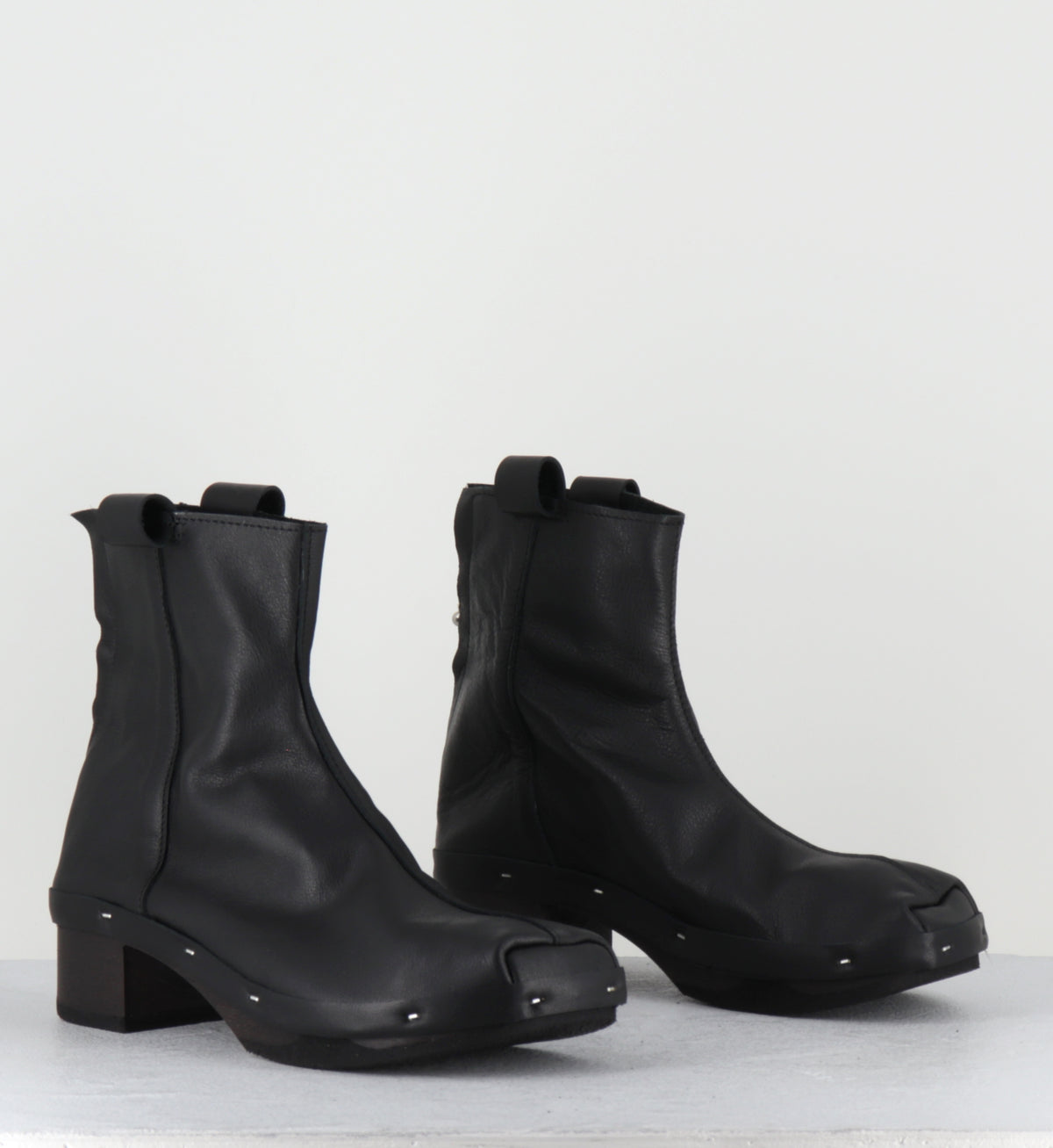 Bottines sabot en cuir noir - ROSIE DARK BLACK