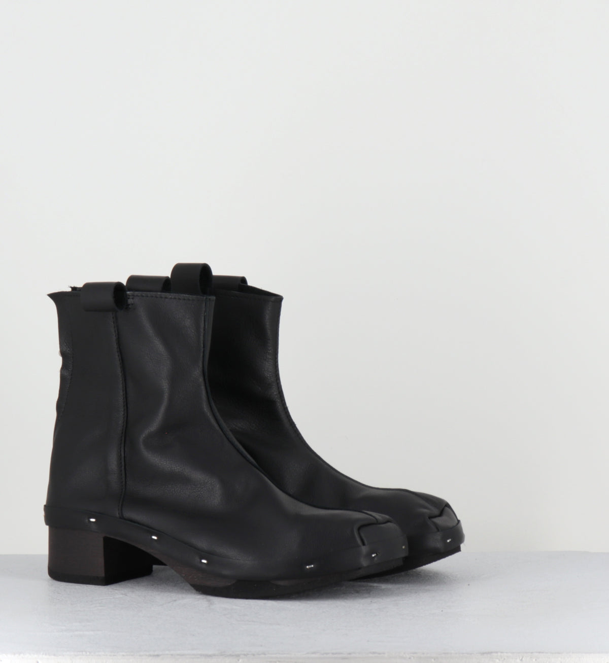 Bottines sabot en cuir noir - ROSIE DARK BLACK