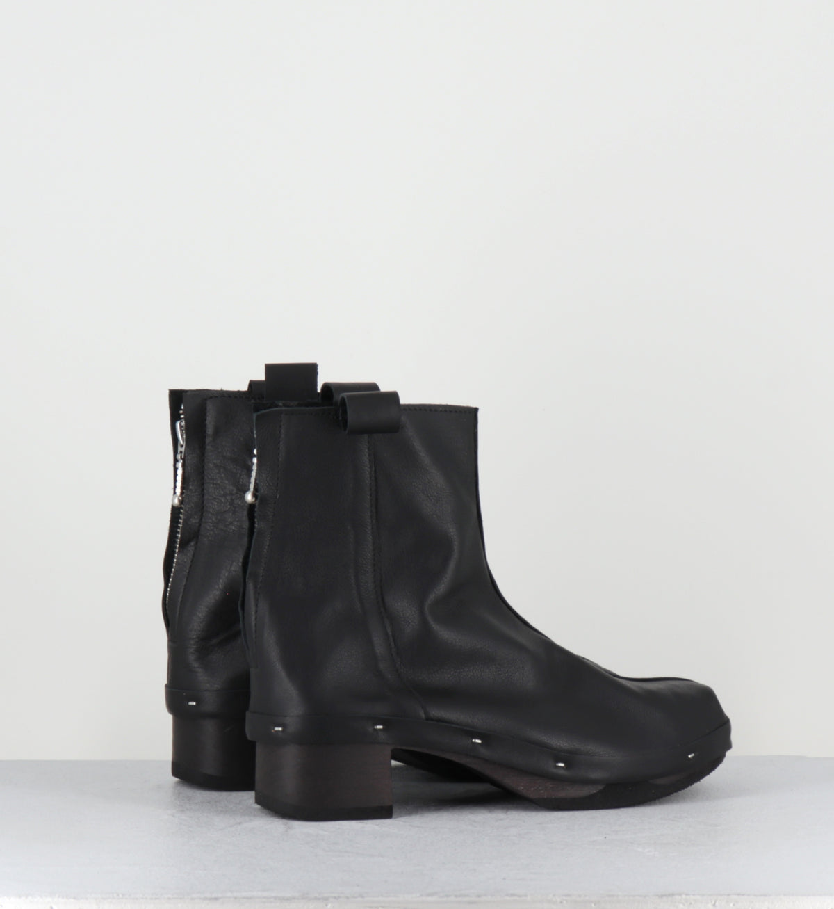 Bottines sabot en cuir noir - ROSIE DARK BLACK