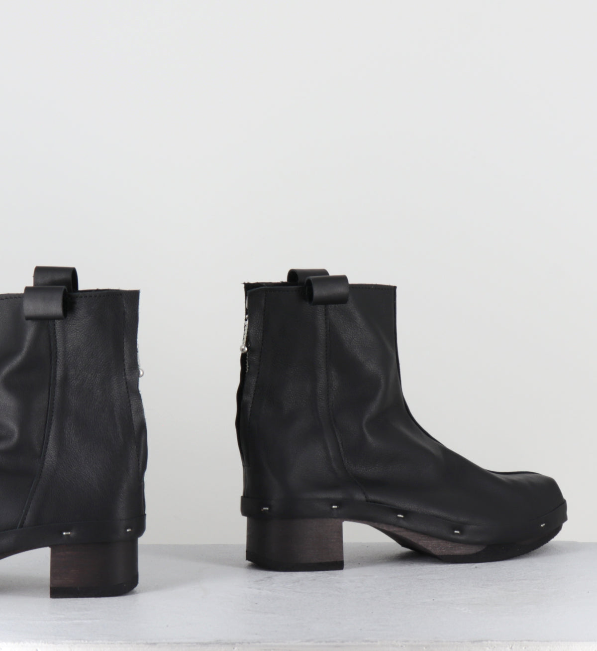 Bottines sabot en cuir noir - ROSIE DARK BLACK