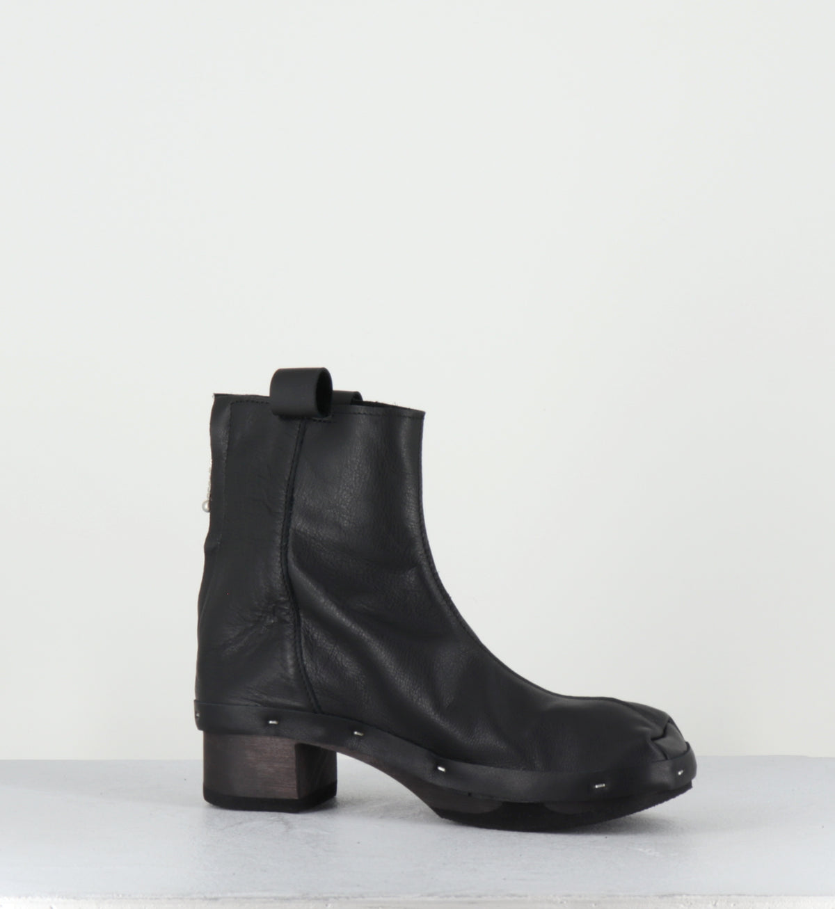 Bottines sabot en cuir noir - ROSIE DARK BLACK