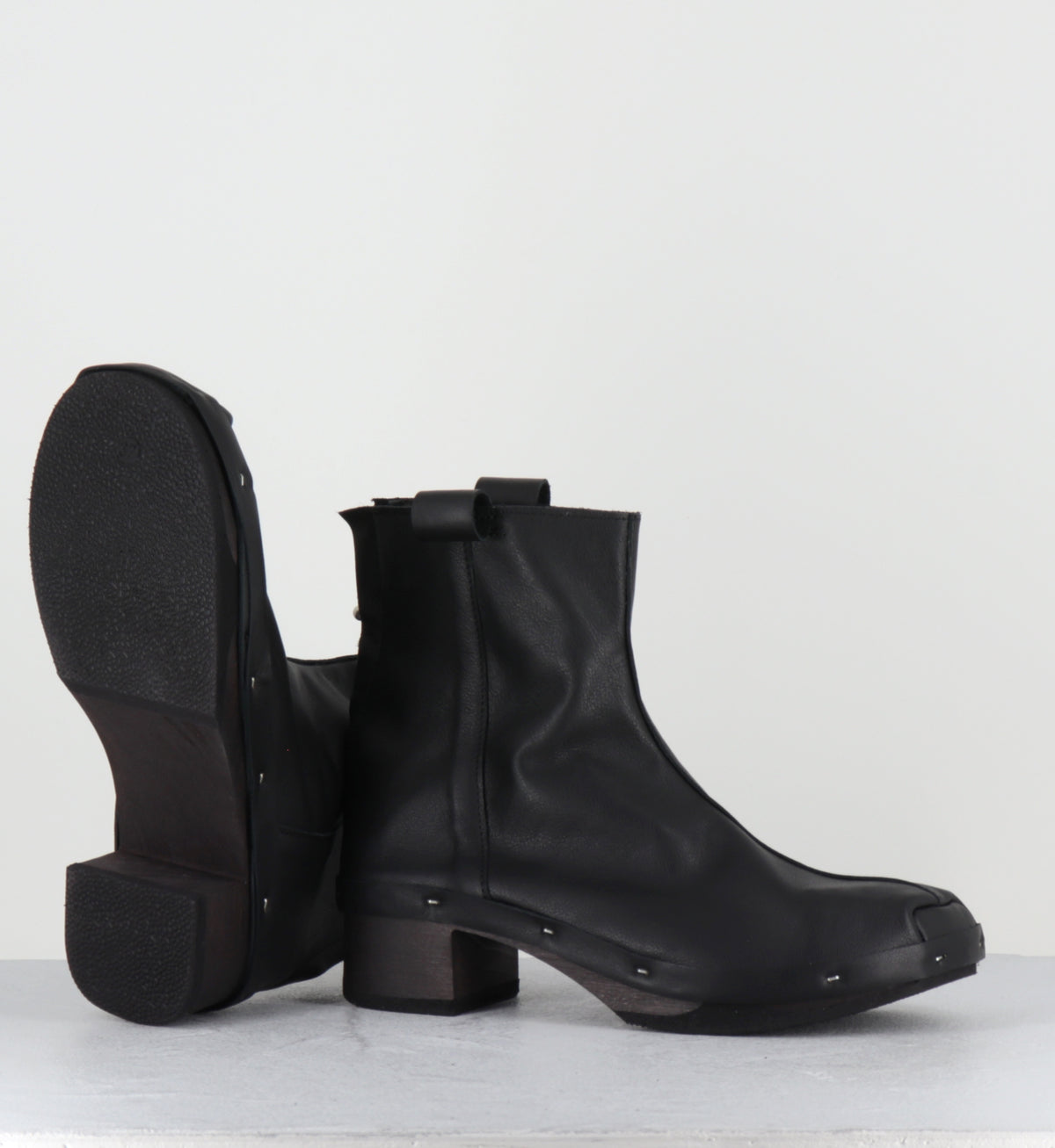 Bottines sabot en cuir noir - ROSIE DARK BLACK