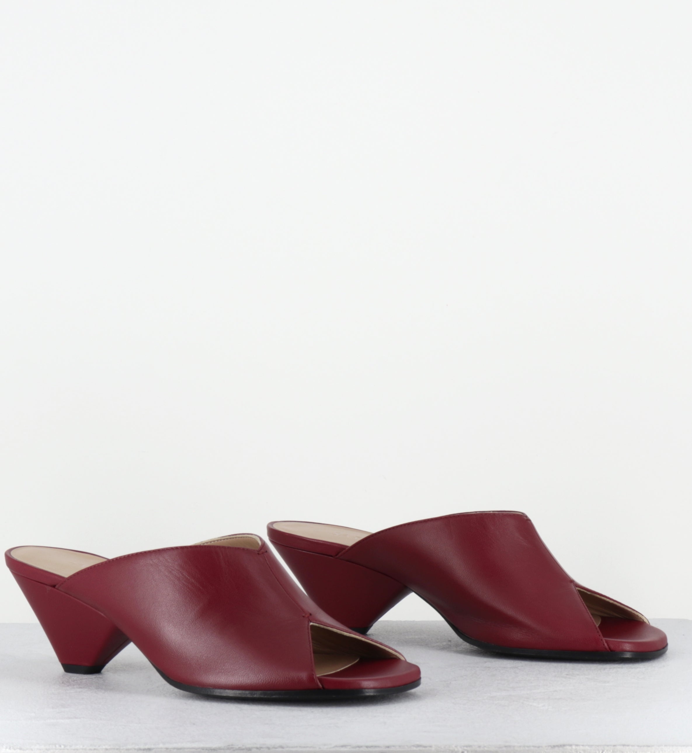 Sandales mules en cuir bordeaux - S26358 NAPPA BORDO