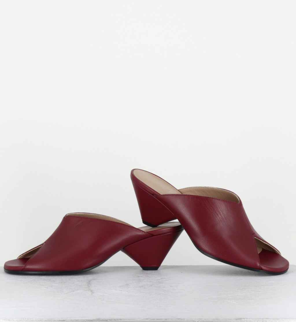 Sandales mules en cuir bordeaux - S26358 NAPPA BORDO