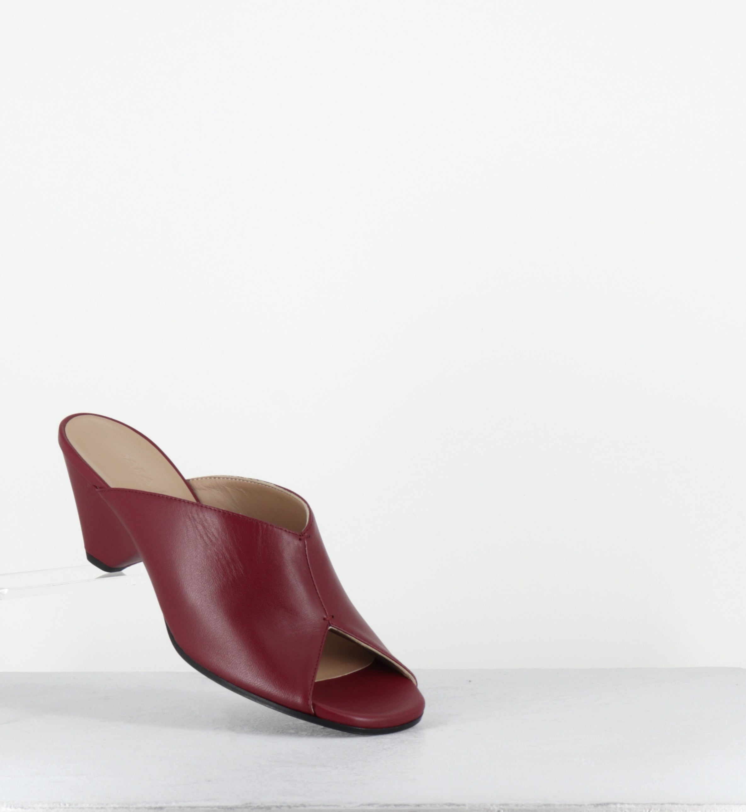 Sandales mules en cuir bordeaux - S26358 NAPPA BORDO