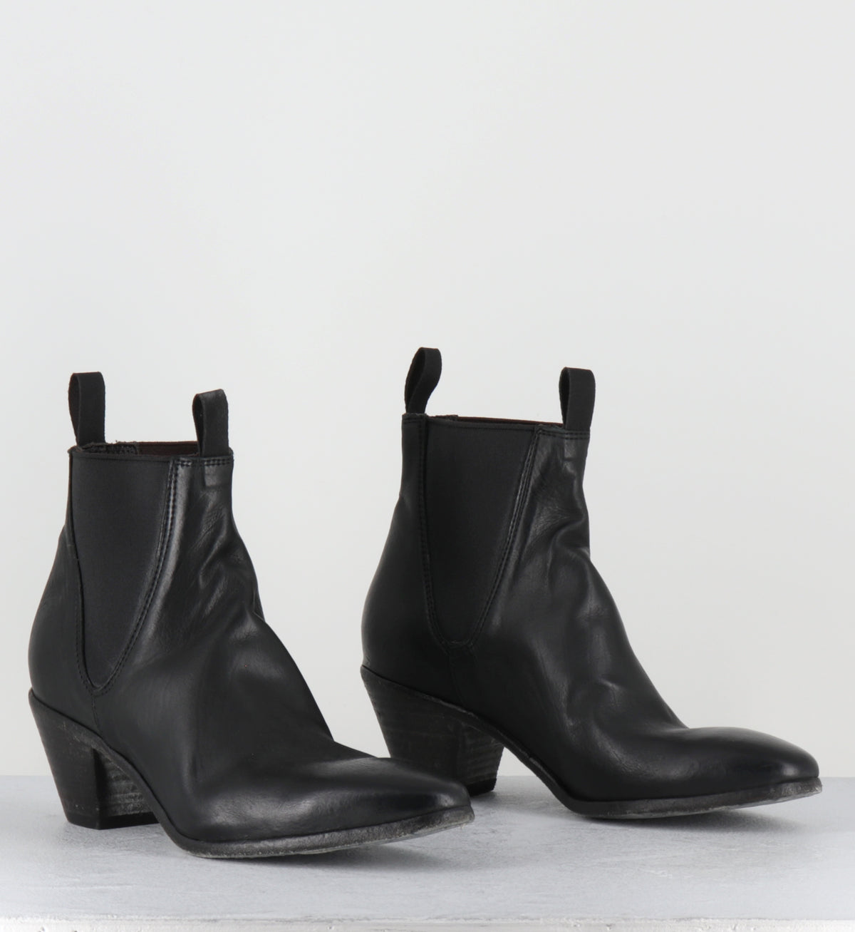 santiags elastiques en cuir noir lavé -  51944 COLORADO NERO