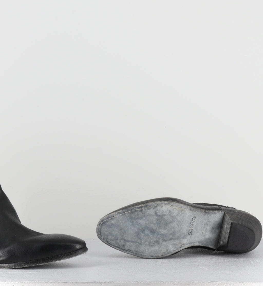 santiags elastiques en cuir noir lavé -  51944 COLORADO NERO