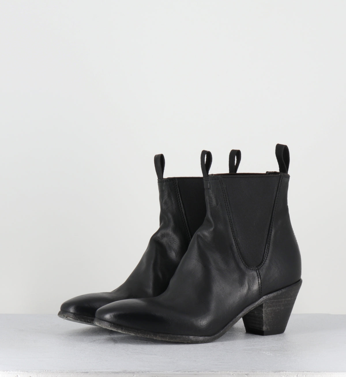 santiags elastiques en cuir noir lavé -  51944 COLORADO NERO