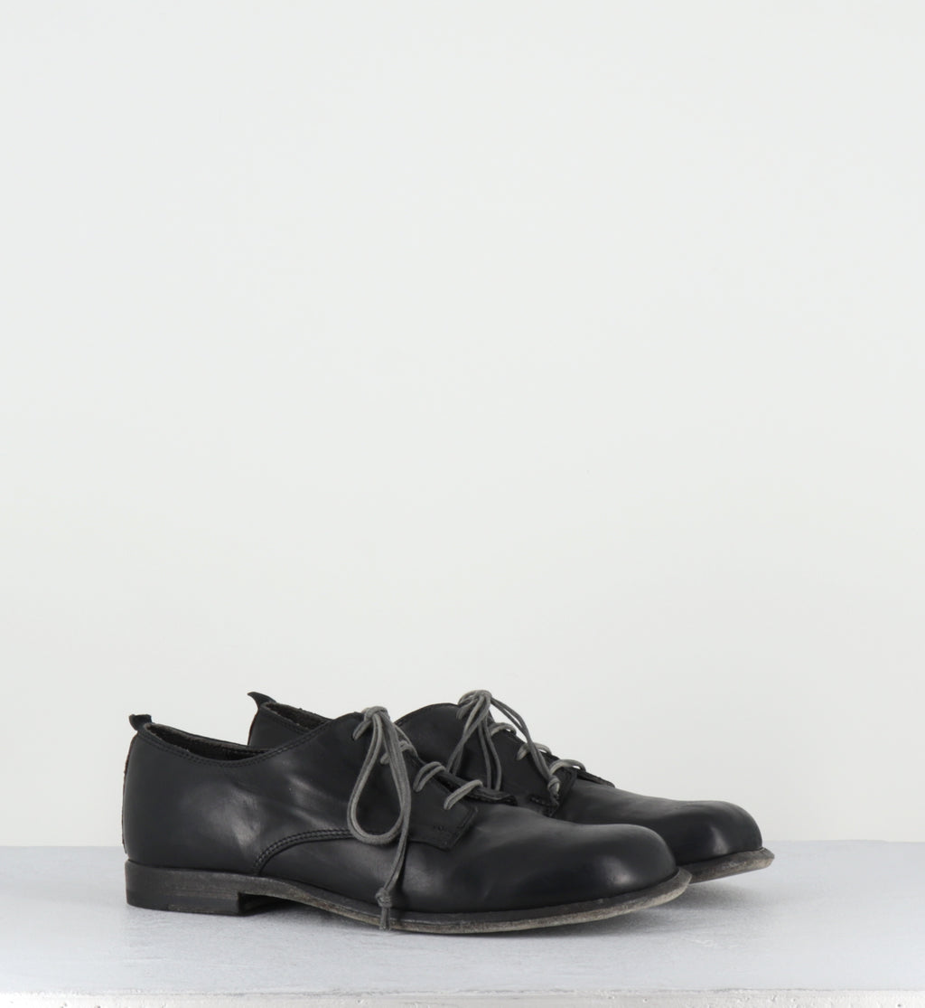 Derby à lacets en cuir noir - 7696 FOULARD NERO