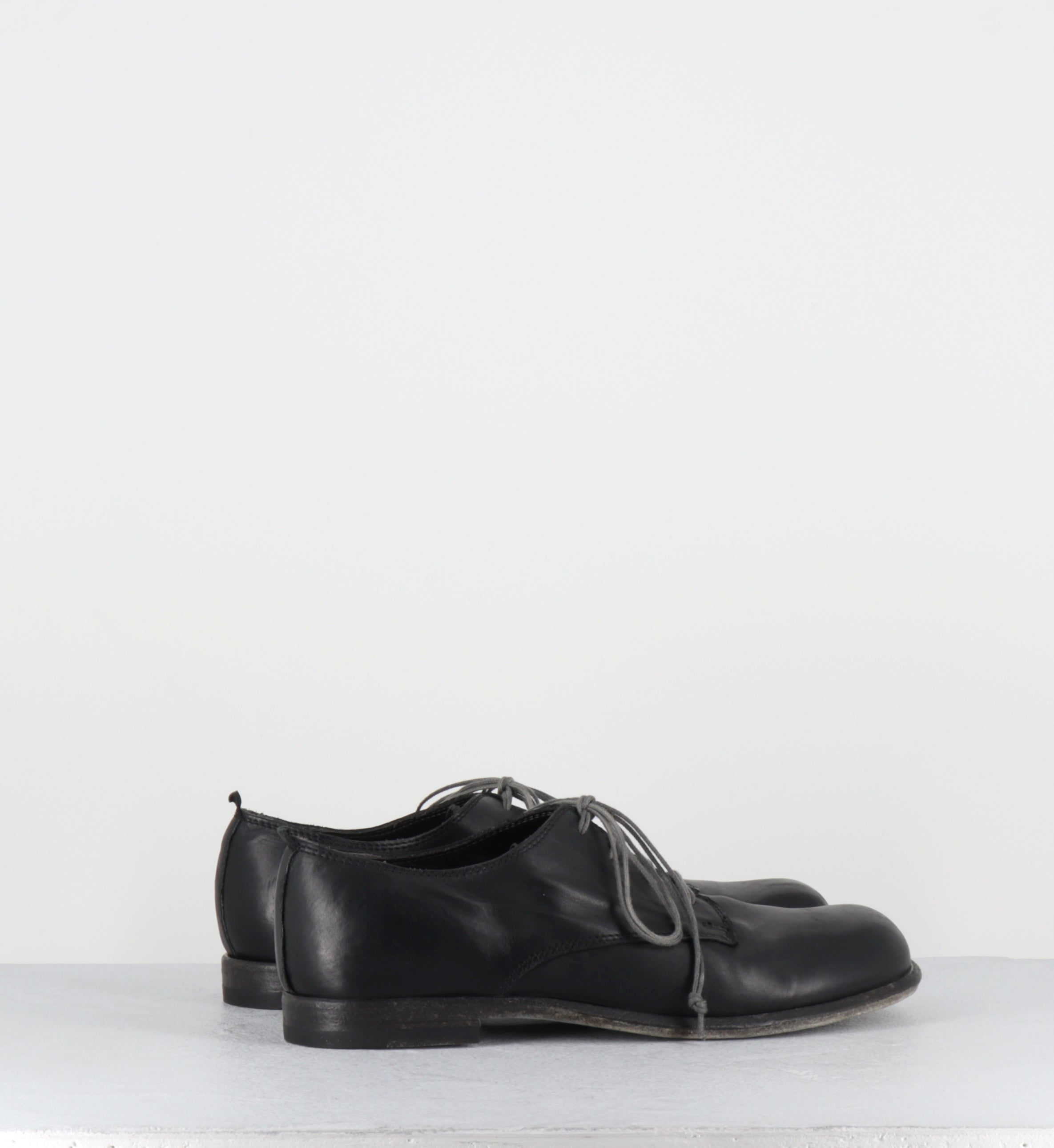 Derby à lacets en cuir noir - 7696 FOULARD NERO