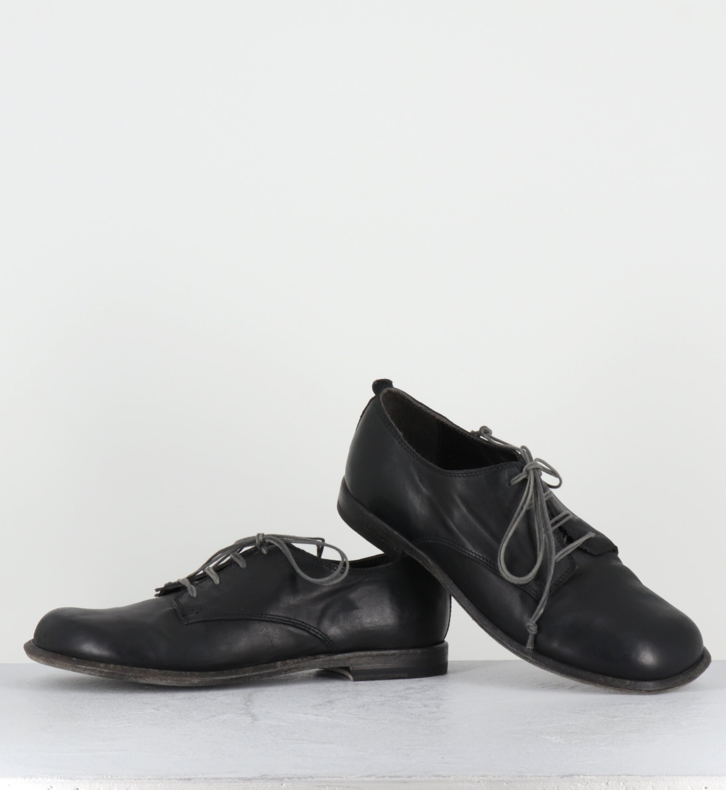 Derby à lacets en cuir noir - 7696 FOULARD NERO