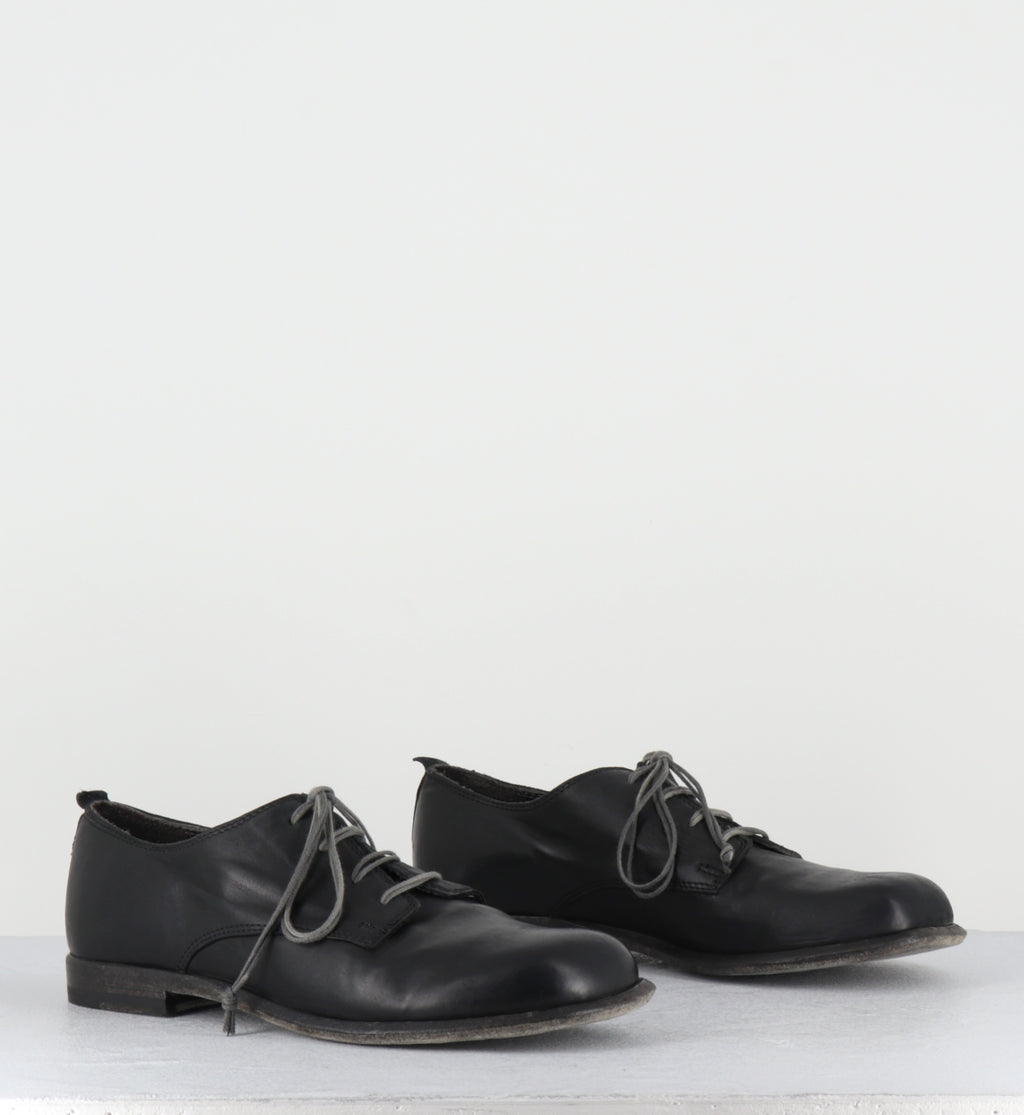 Derby à lacets en cuir noir - 7696 FOULARD NERO