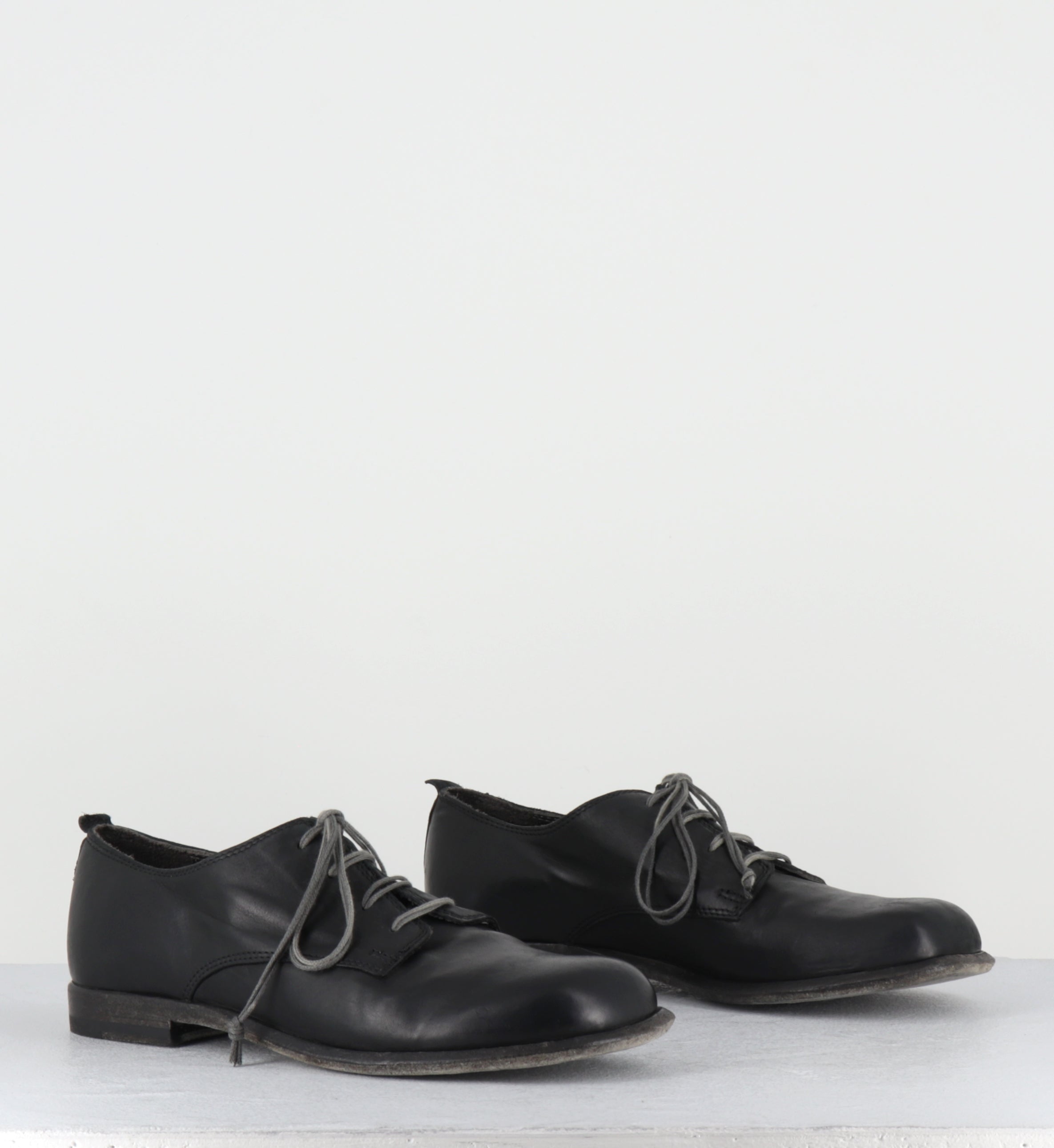 Derby à lacets en cuir noir - 7696 FOULARD NERO