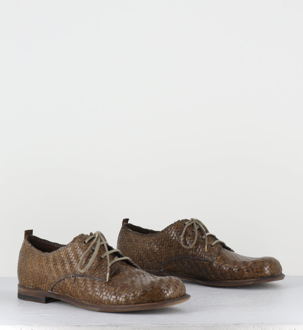Derby à lacets en cuir tressé kaki - 7696 DIVE OLIVE