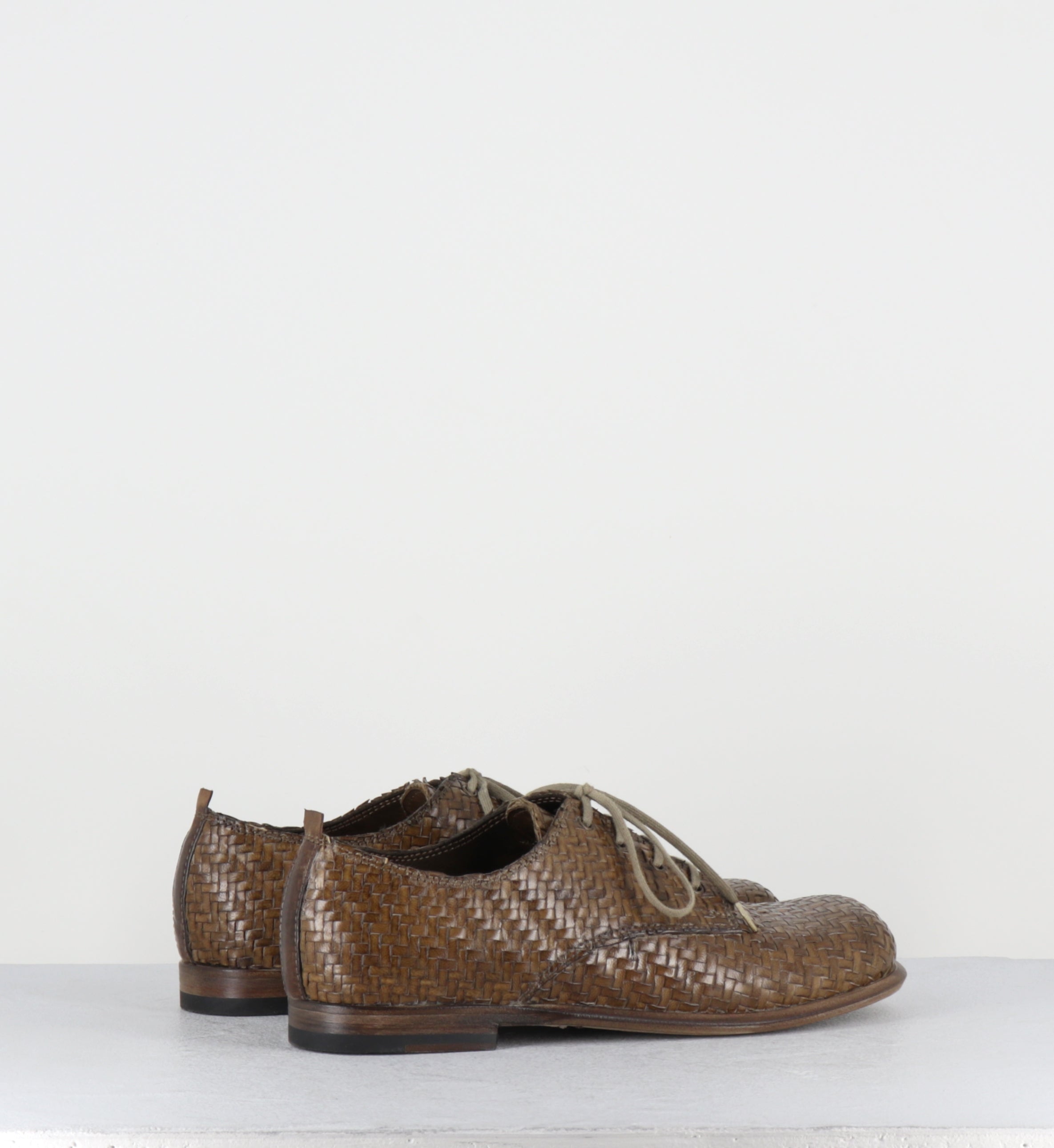 Derby à lacets en cuir tressé kaki - 7696 DIVE OLIVE