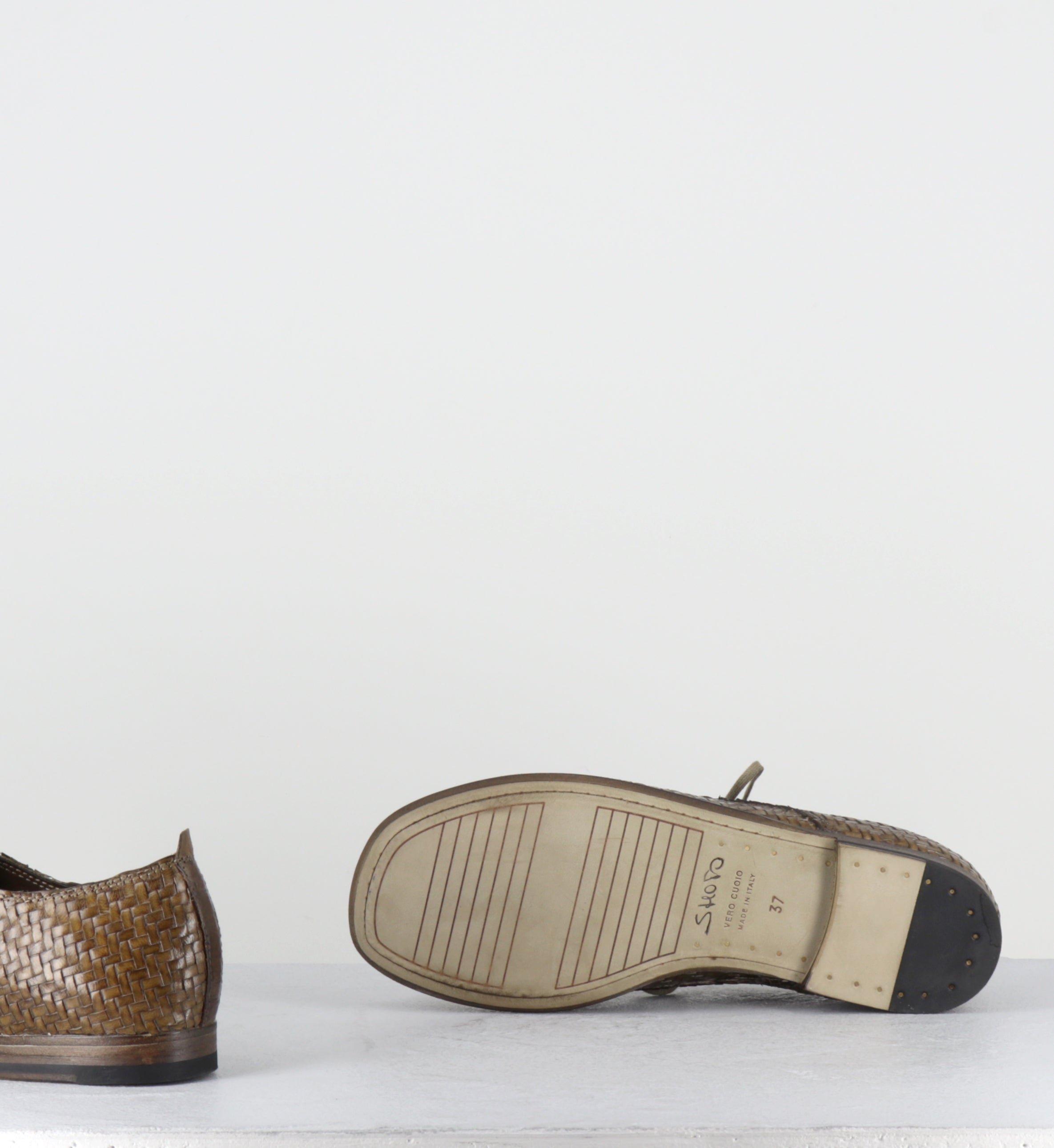 Derby à lacets en cuir tressé kaki - 7696 DIVE OLIVE