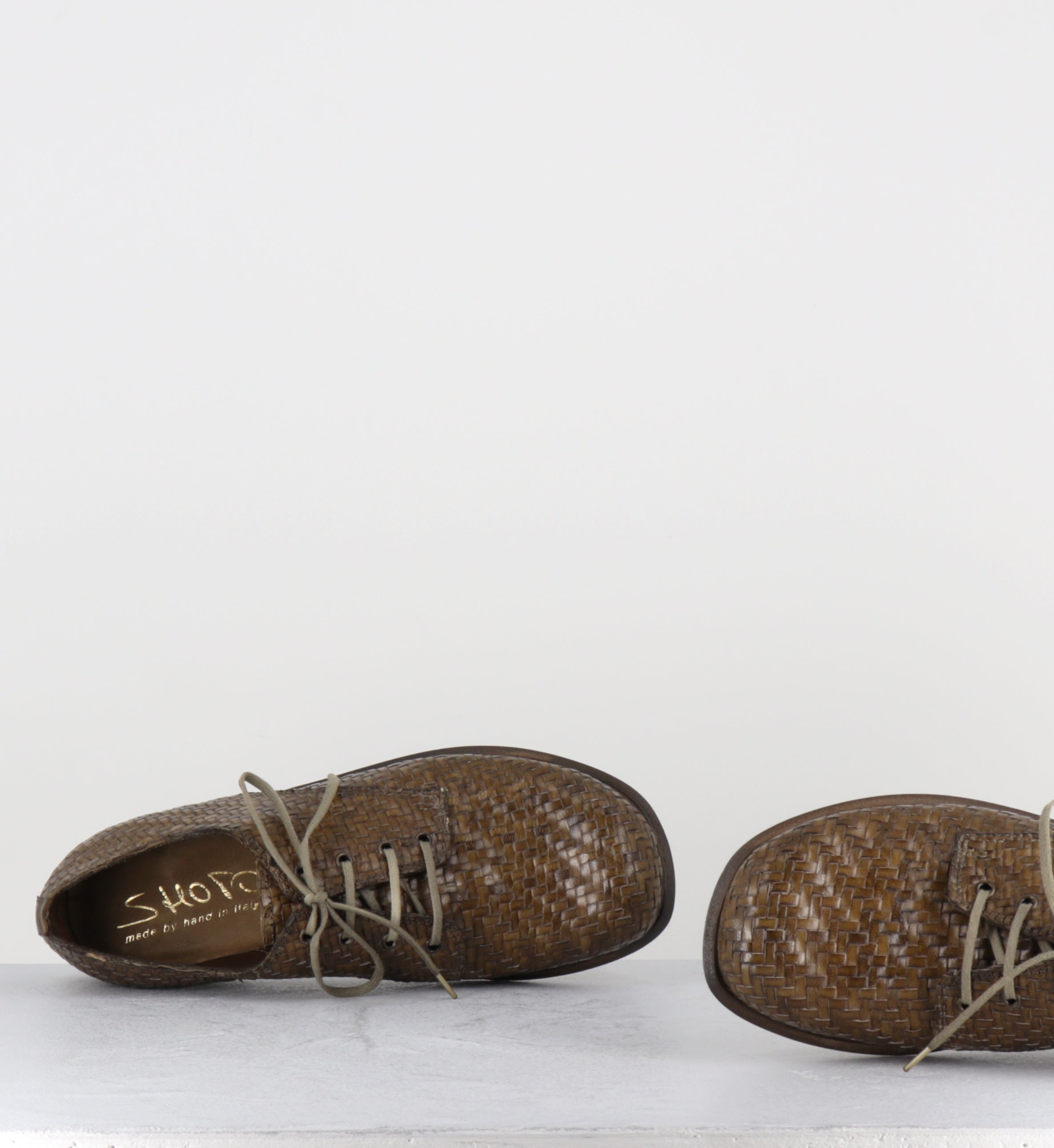 Derby à lacets en cuir tressé kaki - 7696 DIVE OLIVE