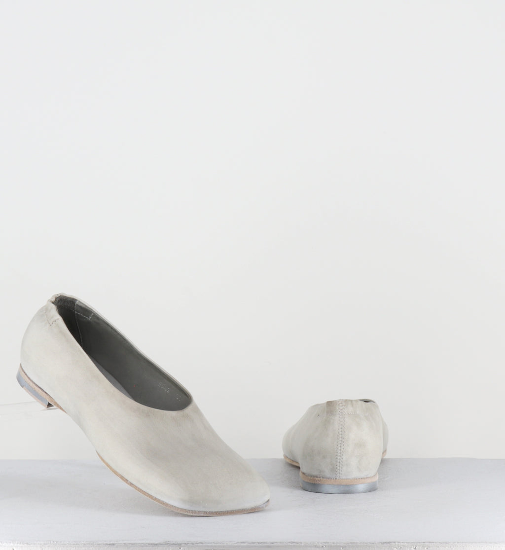 Ballerines minimalistes cuir blanc dip-dyed  - 9842 DIVE MARMITTA DIRTY WHITE