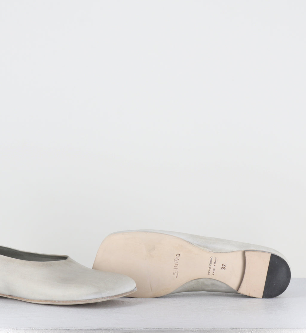 Ballerines minimalistes cuir blanc dip-dyed  - 9842 DIVE MARMITTA DIRTY WHITE