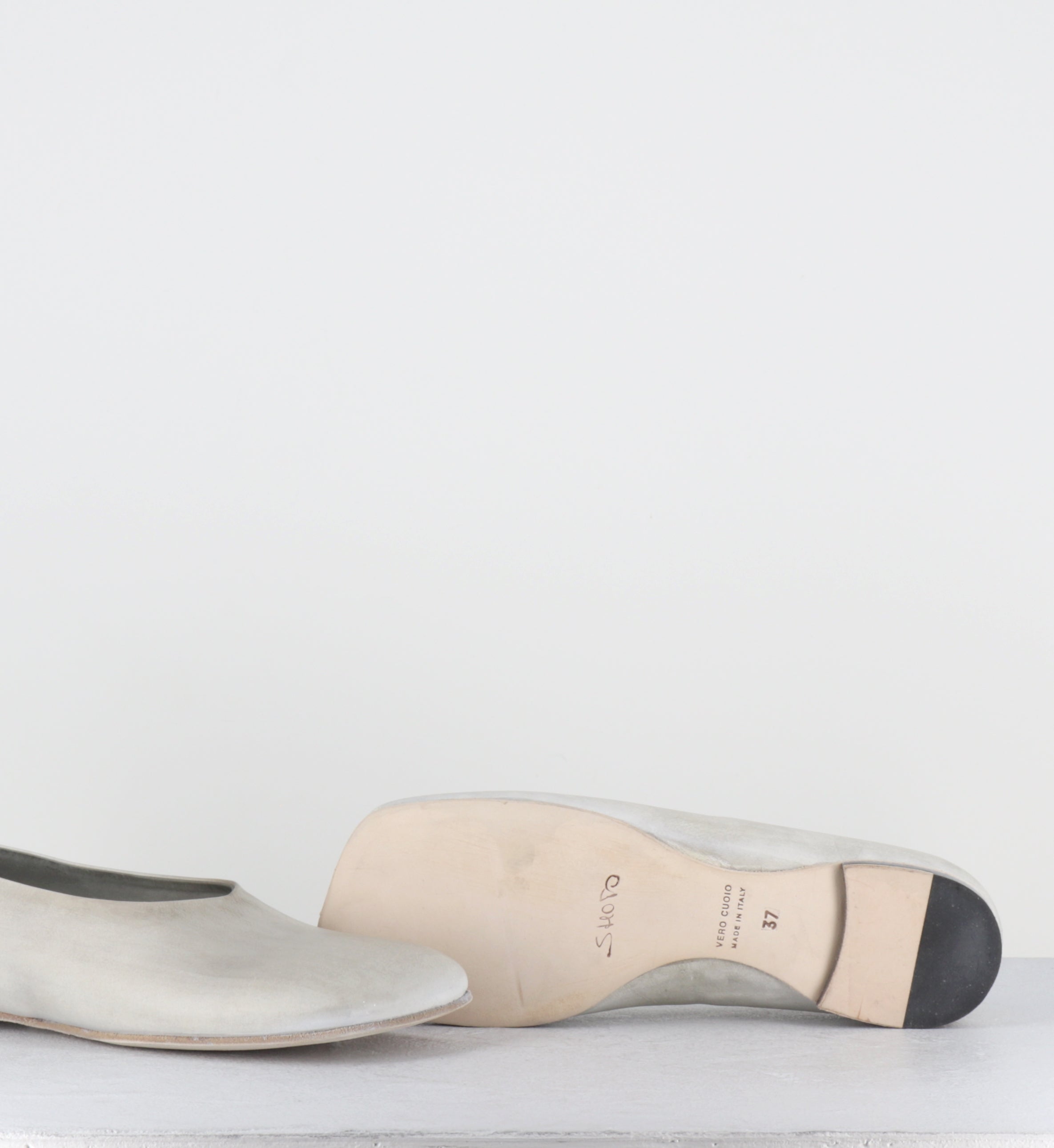 Ballerines minimalistes cuir blanc dip-dyed  - 9842 DIVE MARMITTA DIRTY WHITE