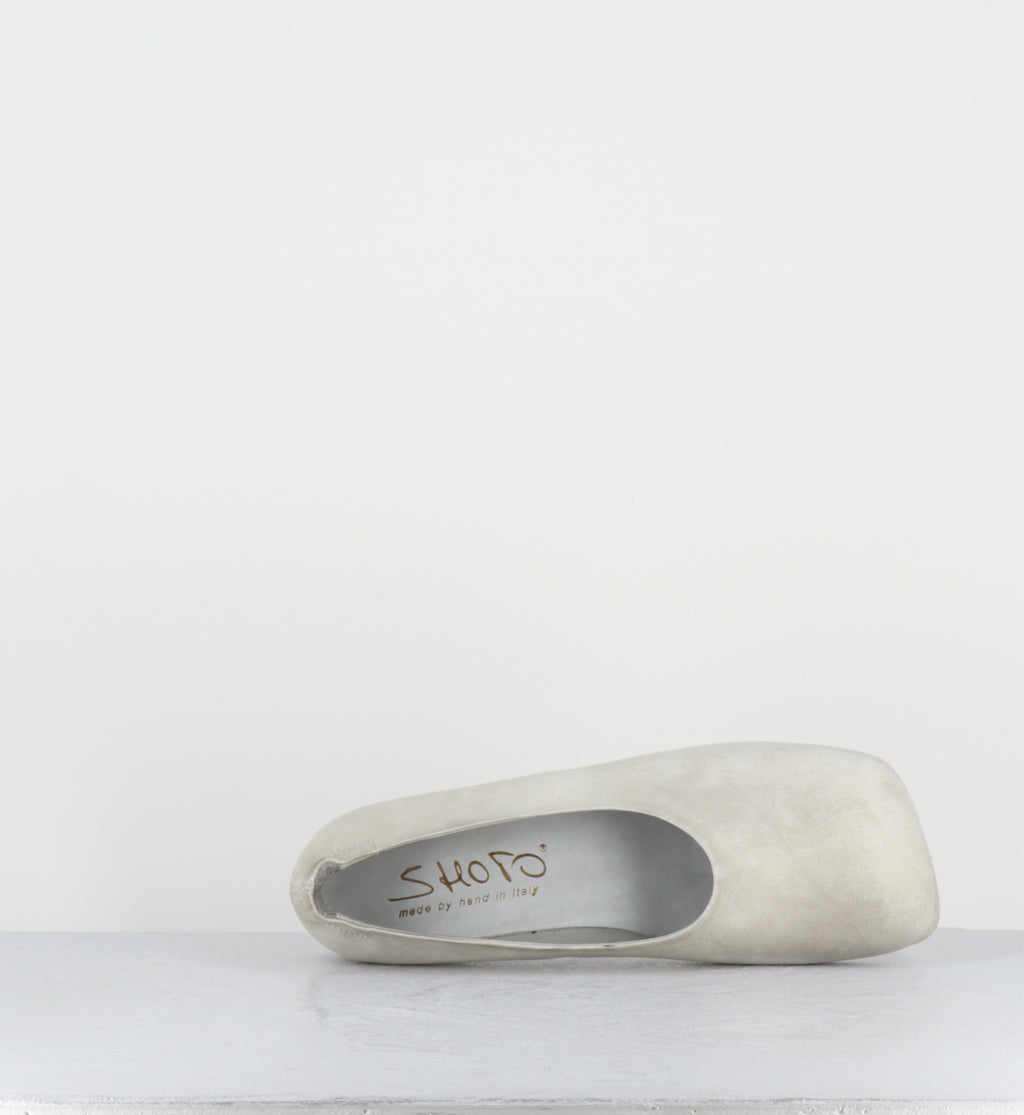 Ballerines minimalistes cuir blanc dip-dyed  - 9842 DIVE MARMITTA DIRTY WHITE