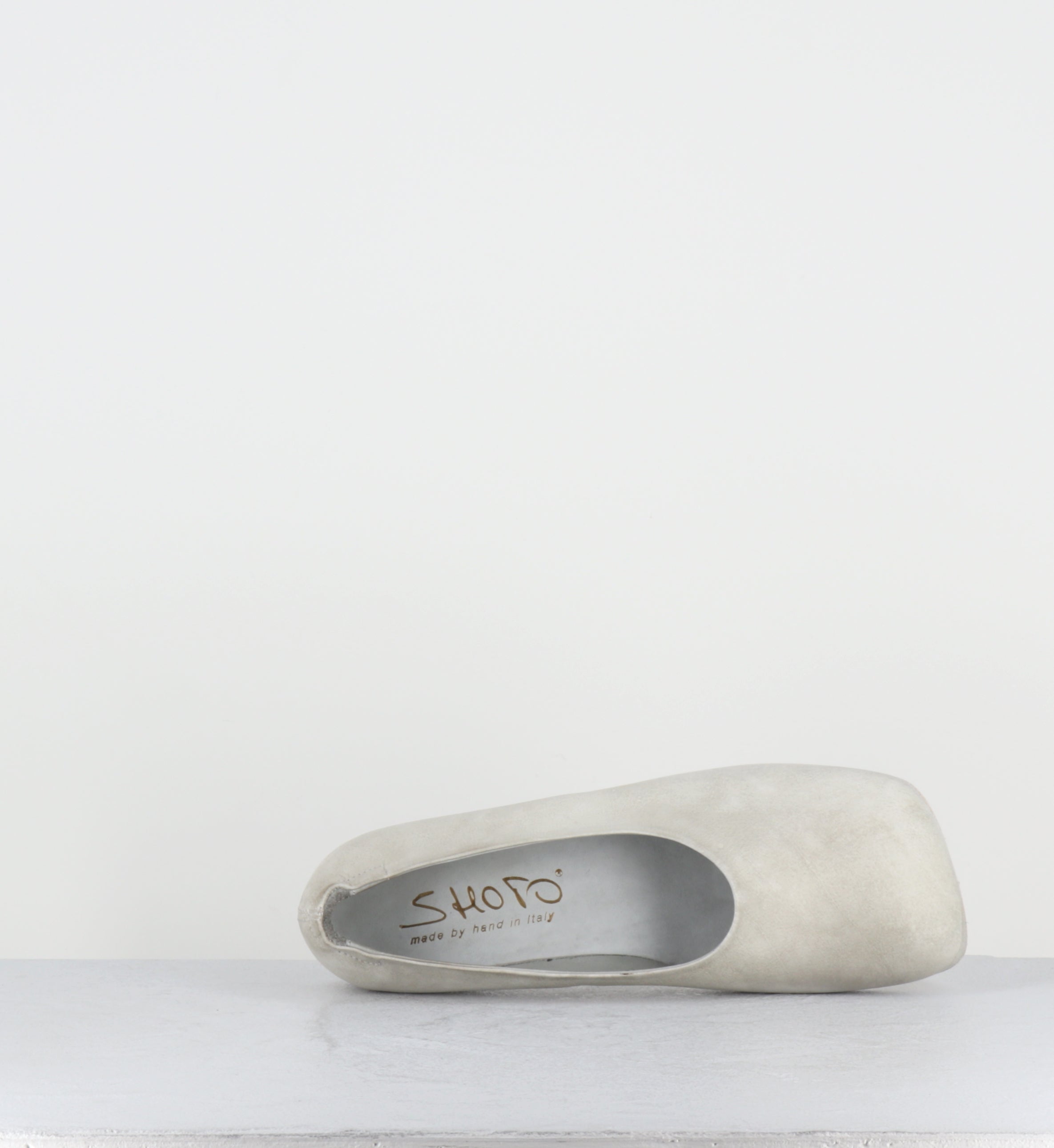 Ballerines minimalistes cuir blanc dip-dyed  - 9842 DIVE MARMITTA DIRTY WHITE