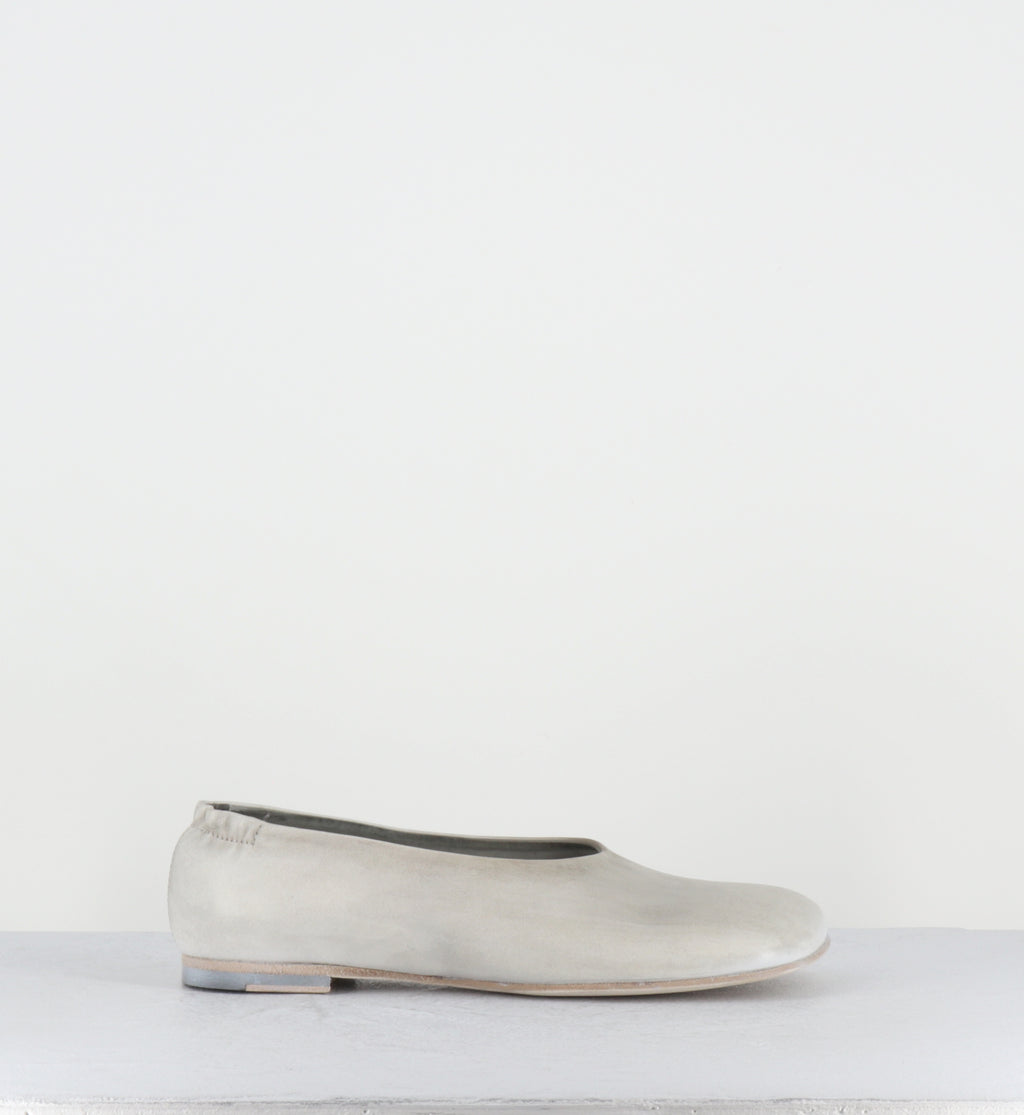 Ballerines minimalistes cuir blanc dip-dyed  - 9842 DIVE MARMITTA DIRTY WHITE