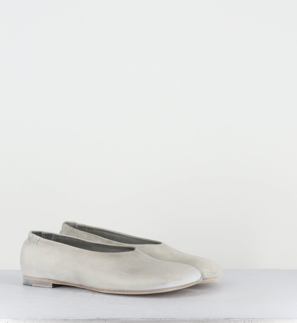 Ballerines minimalistes cuir blanc dip-dyed  - 9842 DIVE MARMITTA DIRTY WHITE