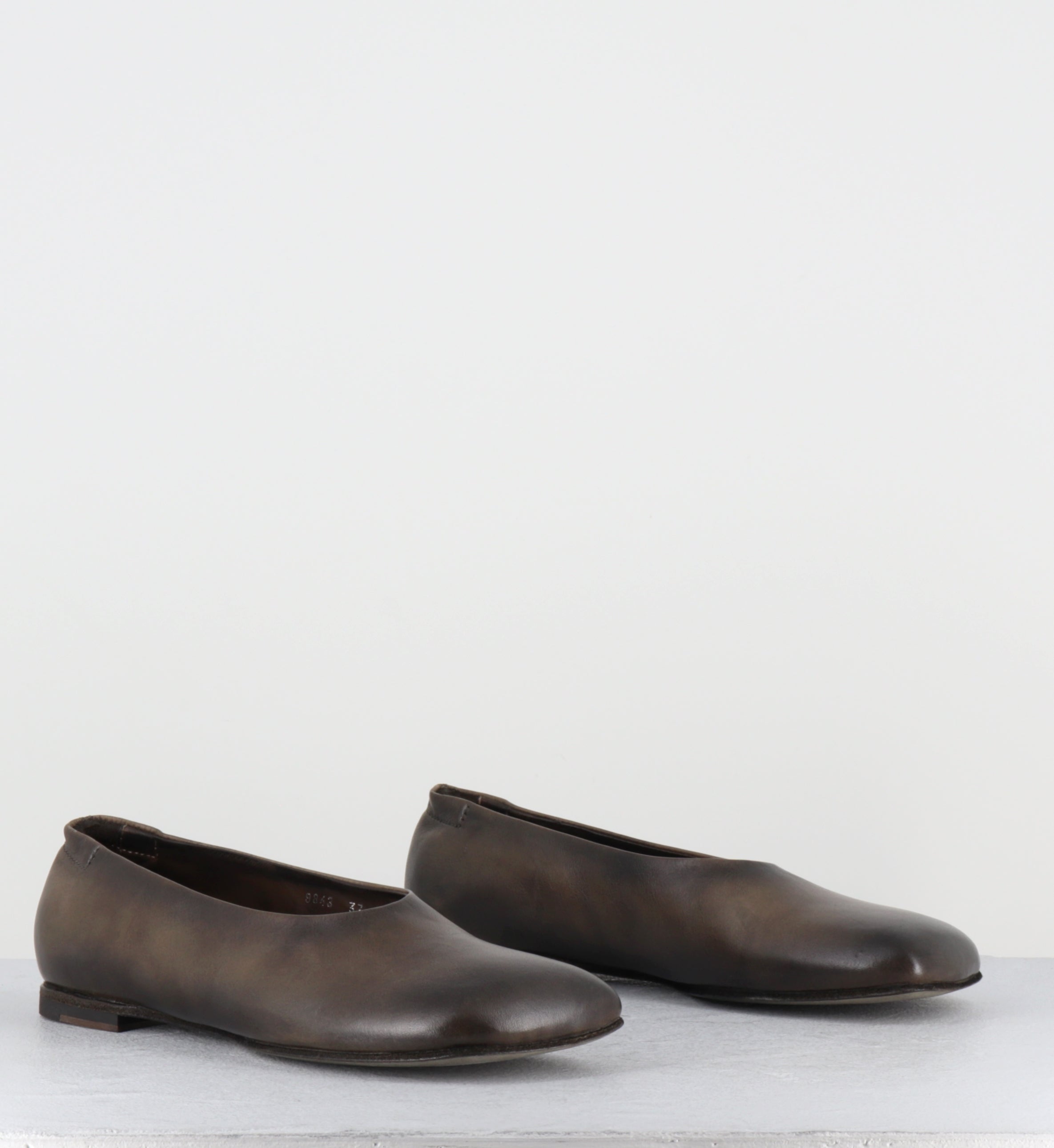 Ballerines minimalistes cuir kaki dip-dyed - 9843 DIVE TORTORA