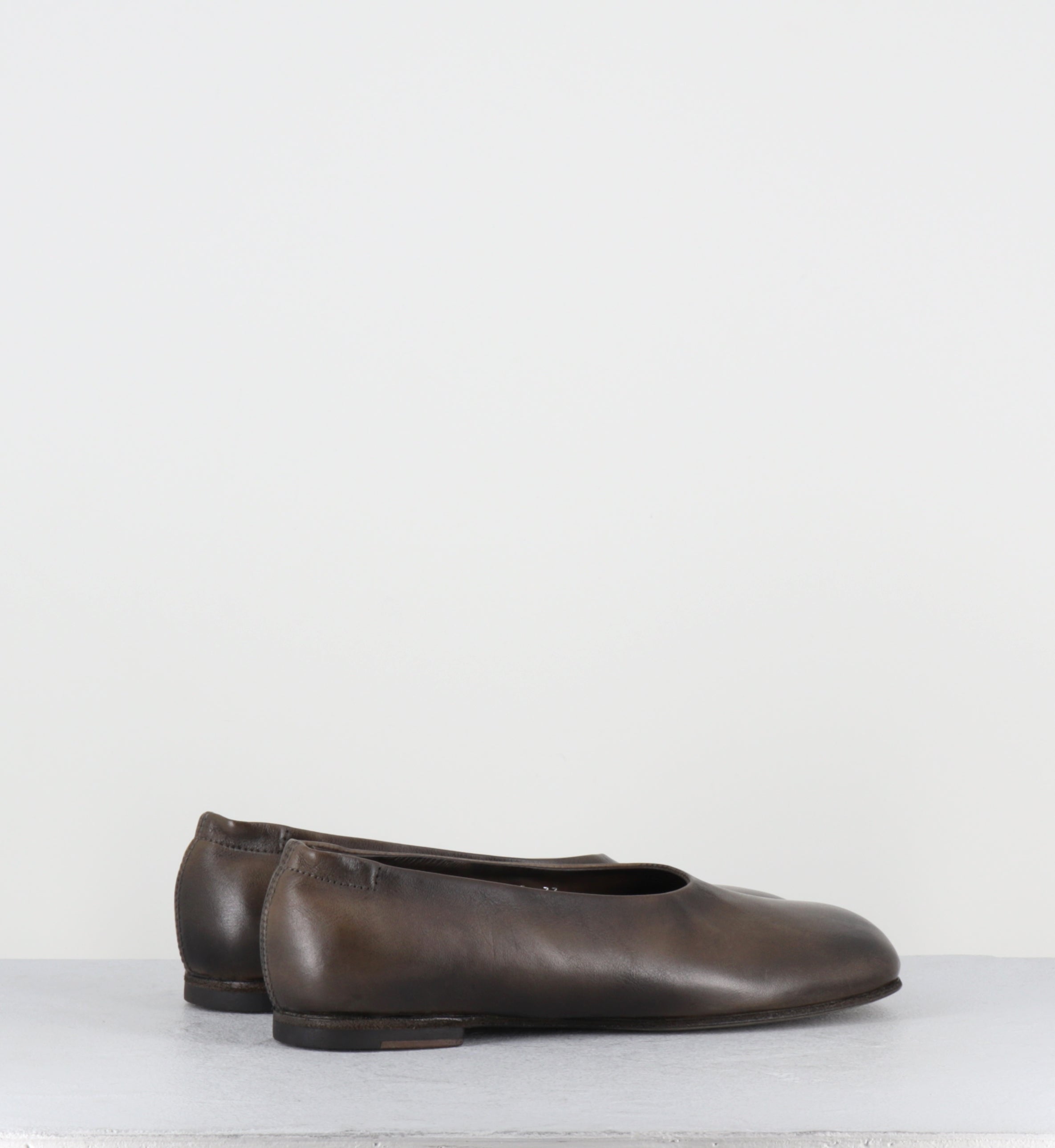 Ballerines minimalistes cuir kaki dip-dyed - 9843 DIVE TORTORA