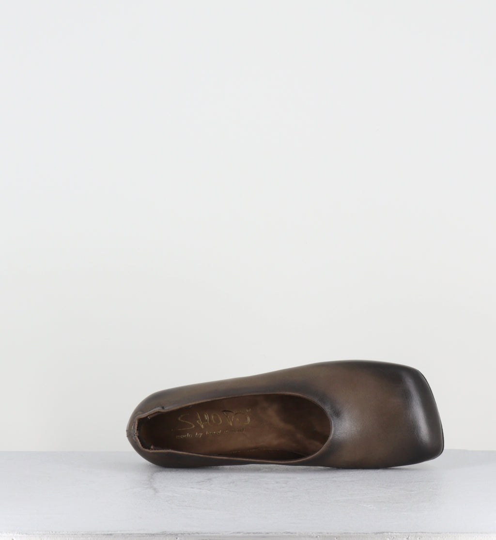 Ballerines minimalistes cuir kaki dip-dyed - 9843 DIVE TORTORA