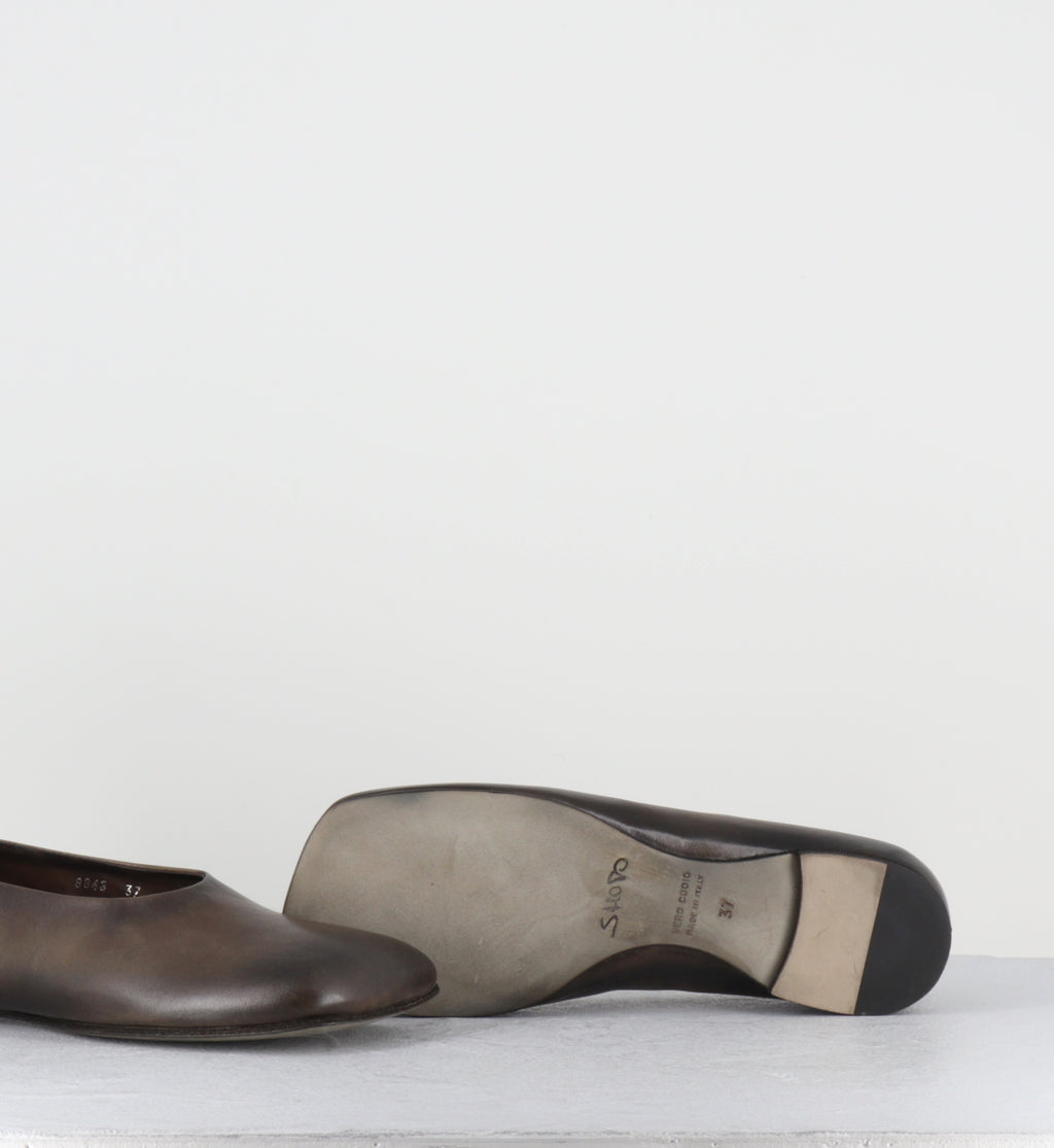 Ballerines minimalistes cuir kaki dip-dyed - 9843 DIVE TORTORA