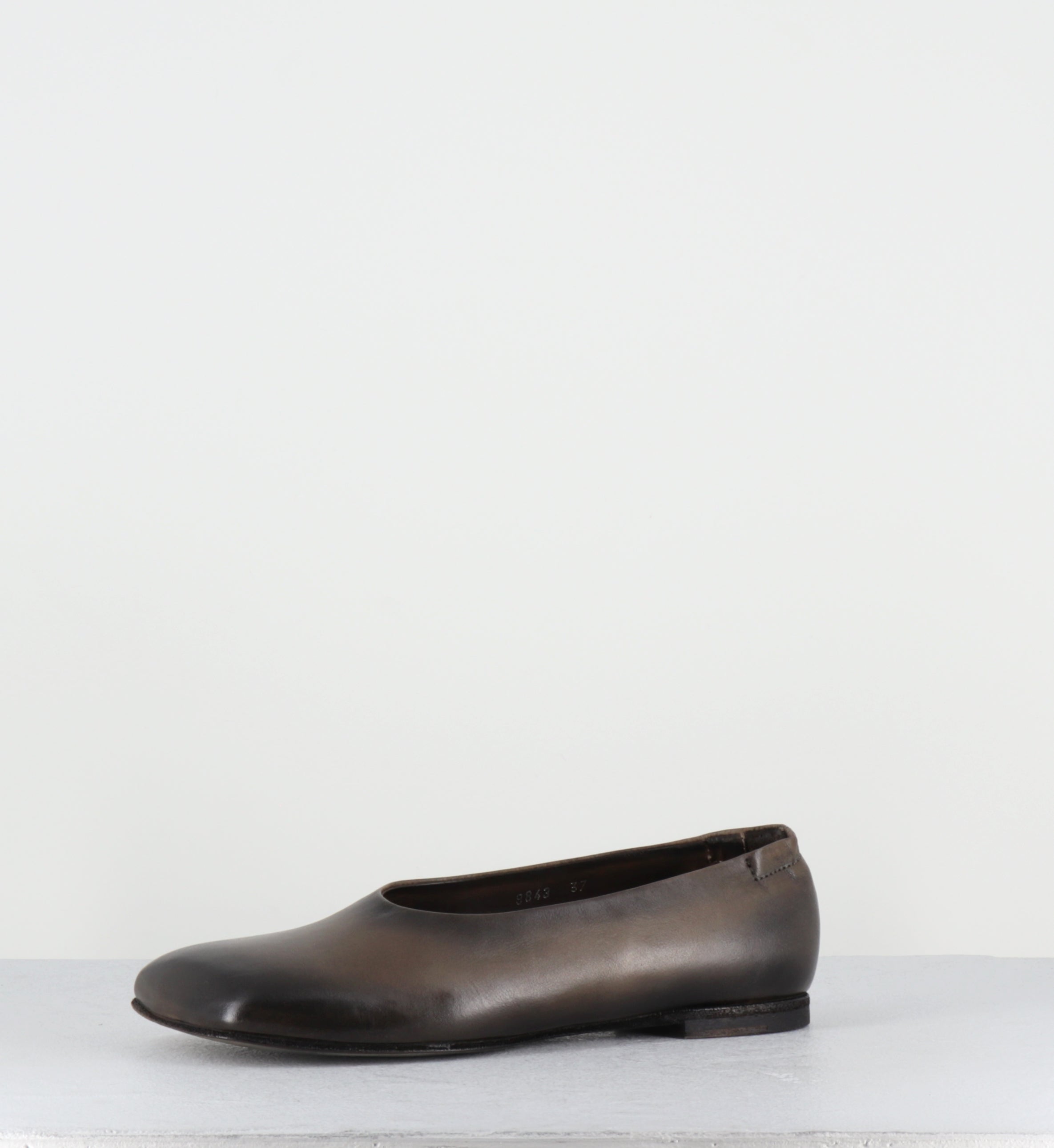 Ballerines minimalistes cuir kaki dip-dyed - 9843 DIVE TORTORA