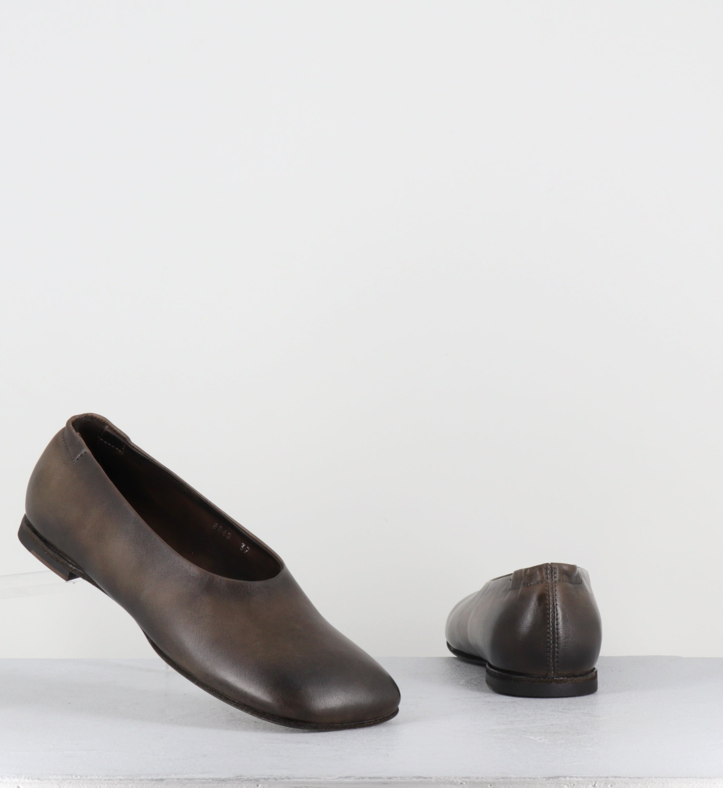 Ballerines minimalistes cuir kaki dip-dyed - 9843 DIVE TORTORA