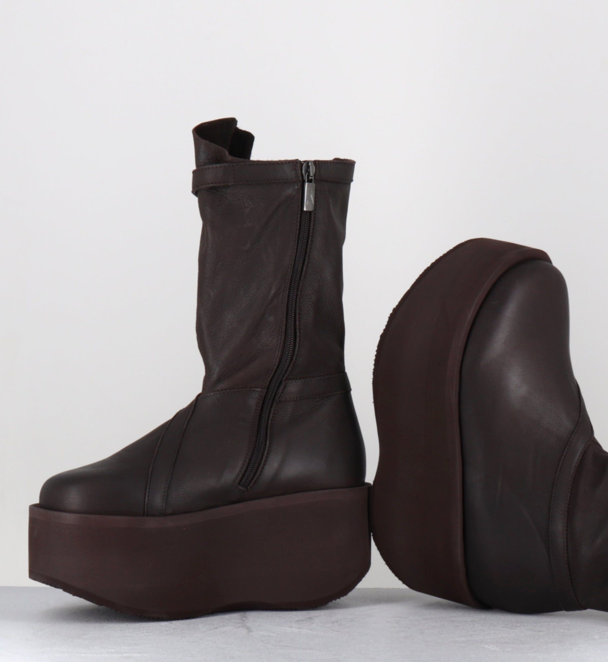 Boots compensées en cuir marron - 8963 GAS CHOCOLADE