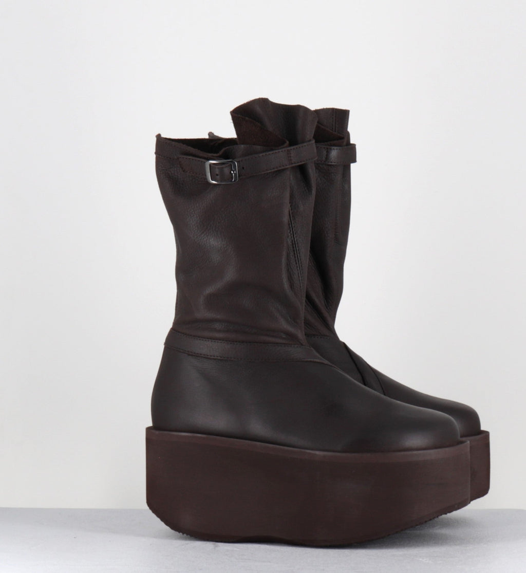 Boots compensées en cuir marron - 8963 GAS CHOCOLADE