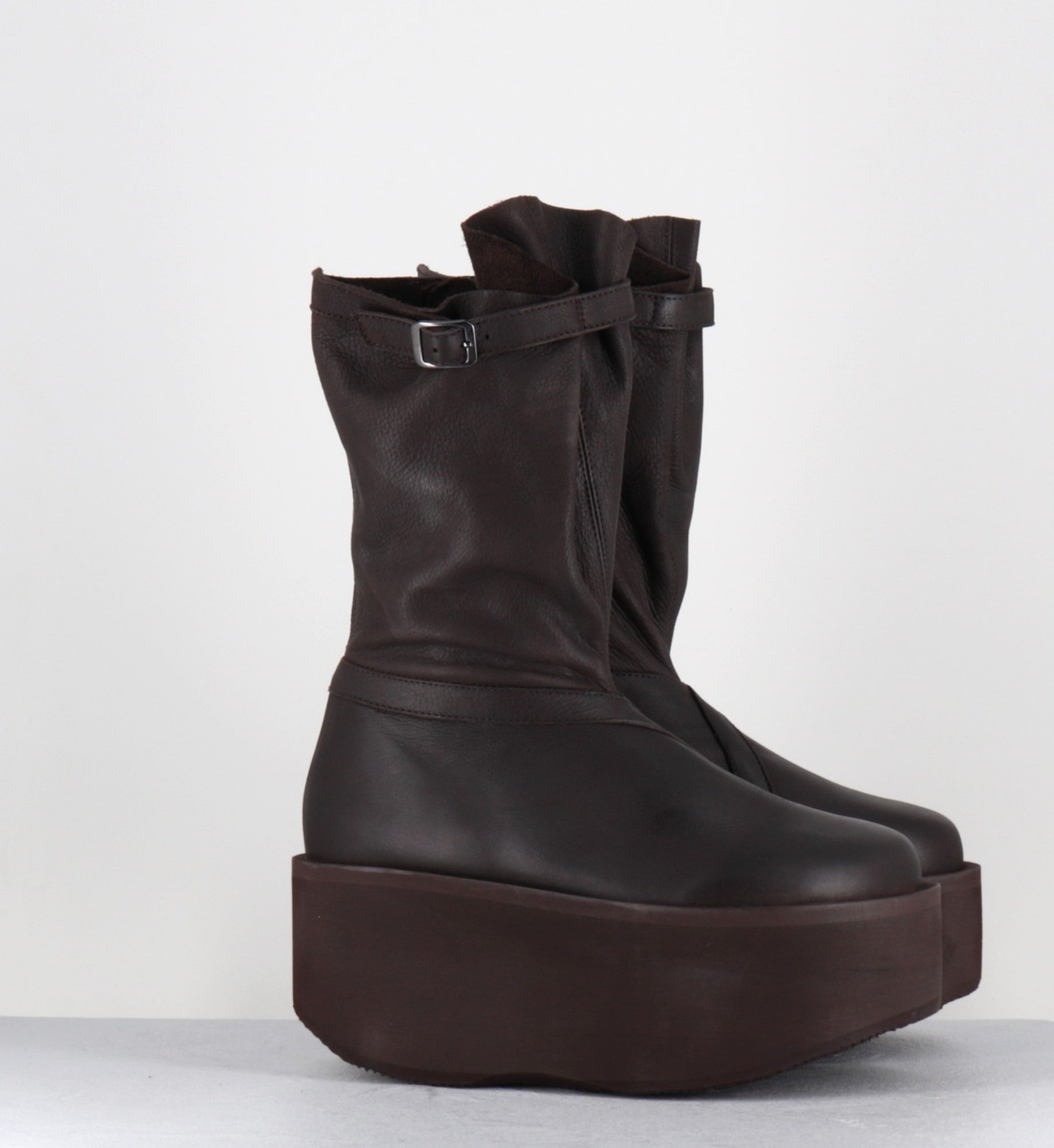 Boots compensées en cuir marron - 8963 GAS CHOCOLADE