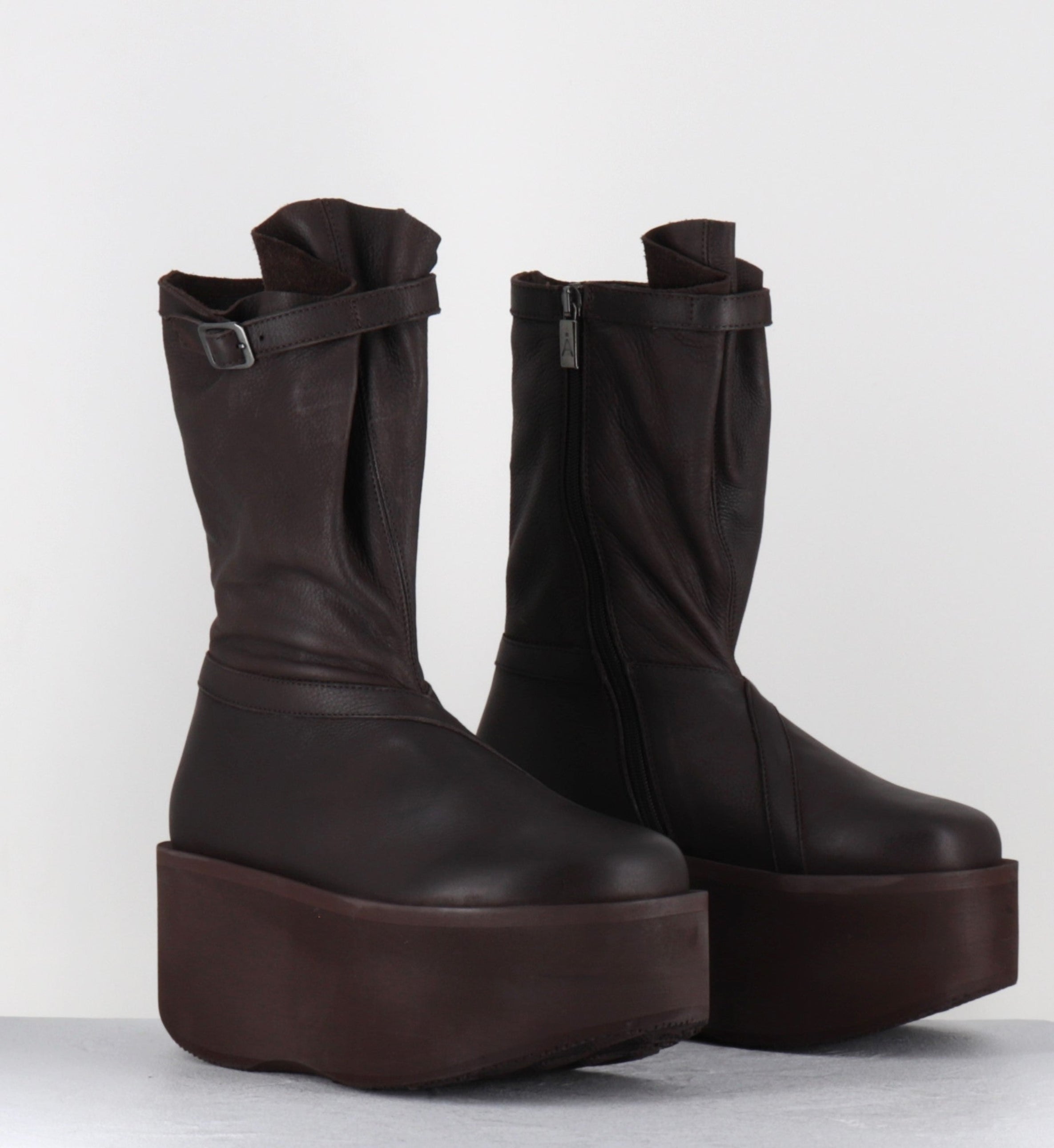 Boots compensées en cuir marron - 8963 GAS CHOCOLADE