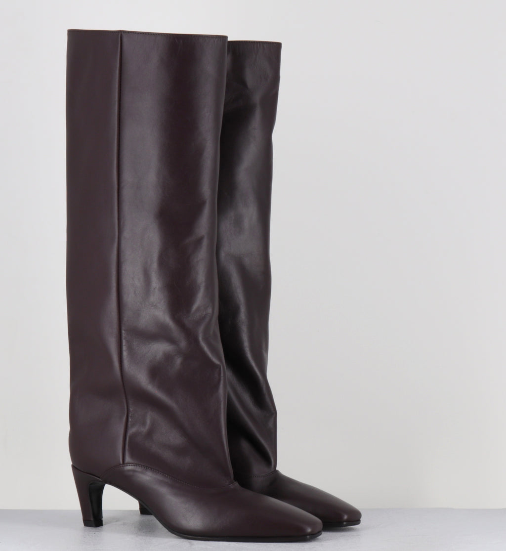 Bottes à talon en cuir prune - A6222 NATURE BRUNELLO