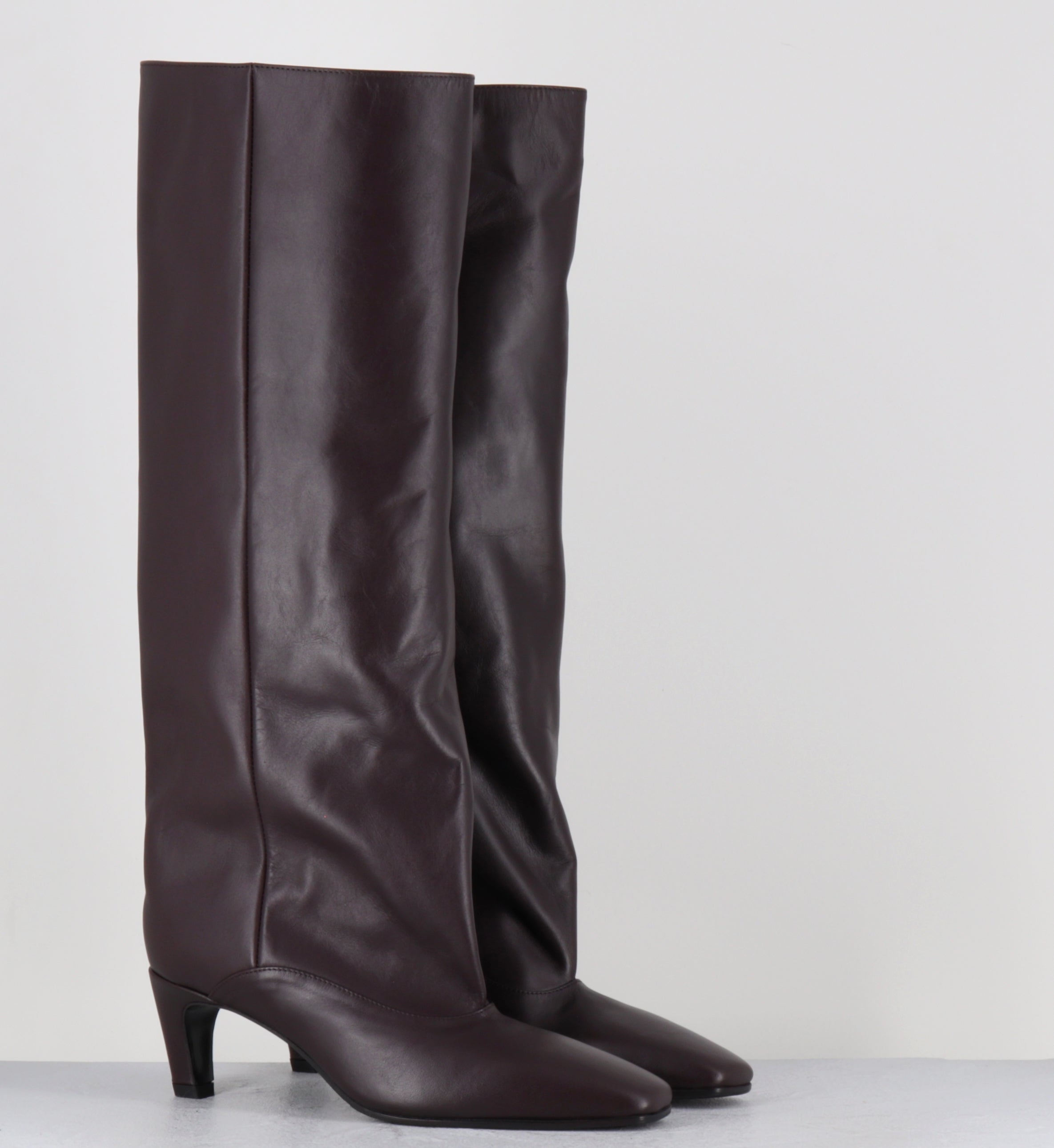 Bottes à talon en cuir prune - A6222 NATURE BRUNELLO